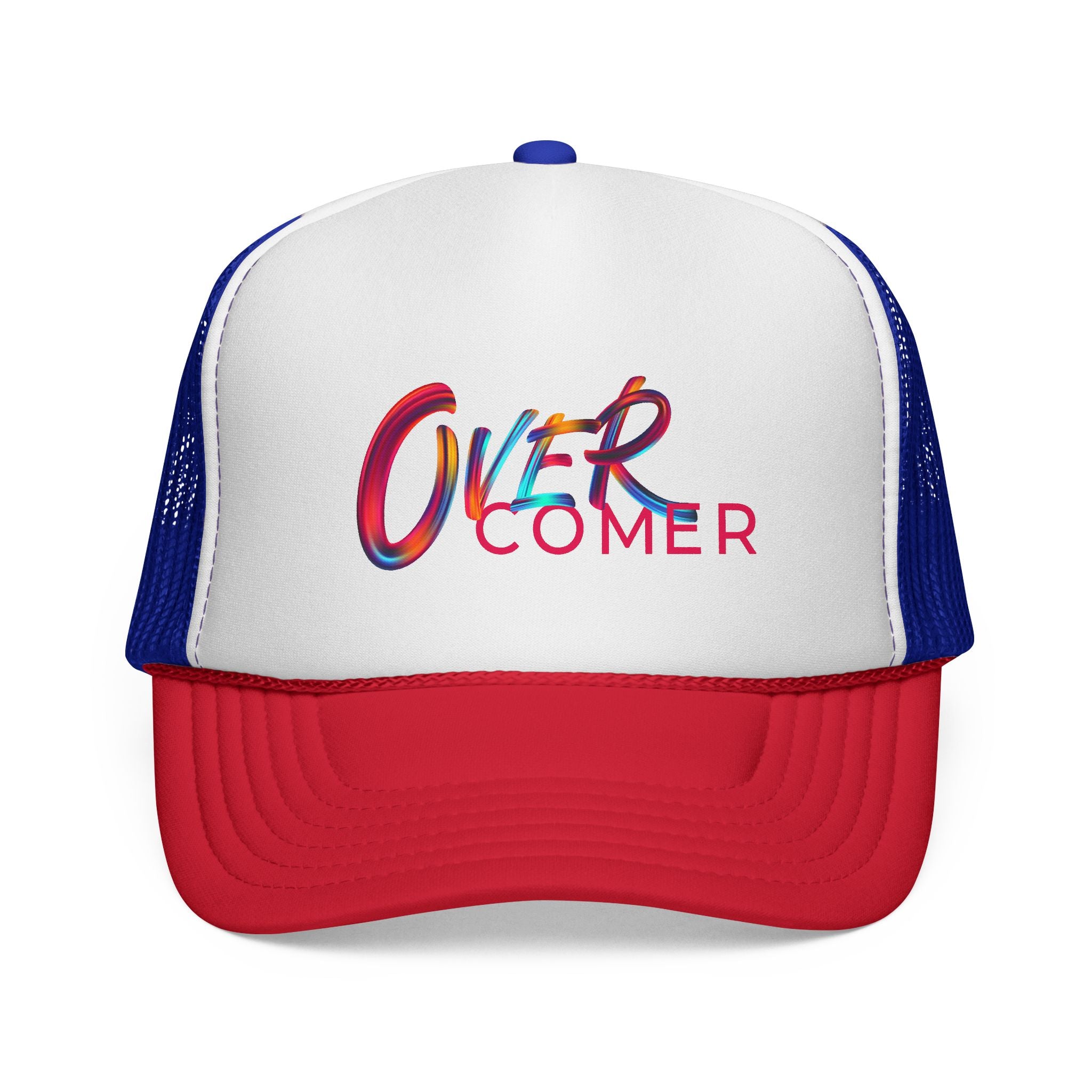 Overcomer Trucker Cap - Vibrant Brushstroke Faith Hat
