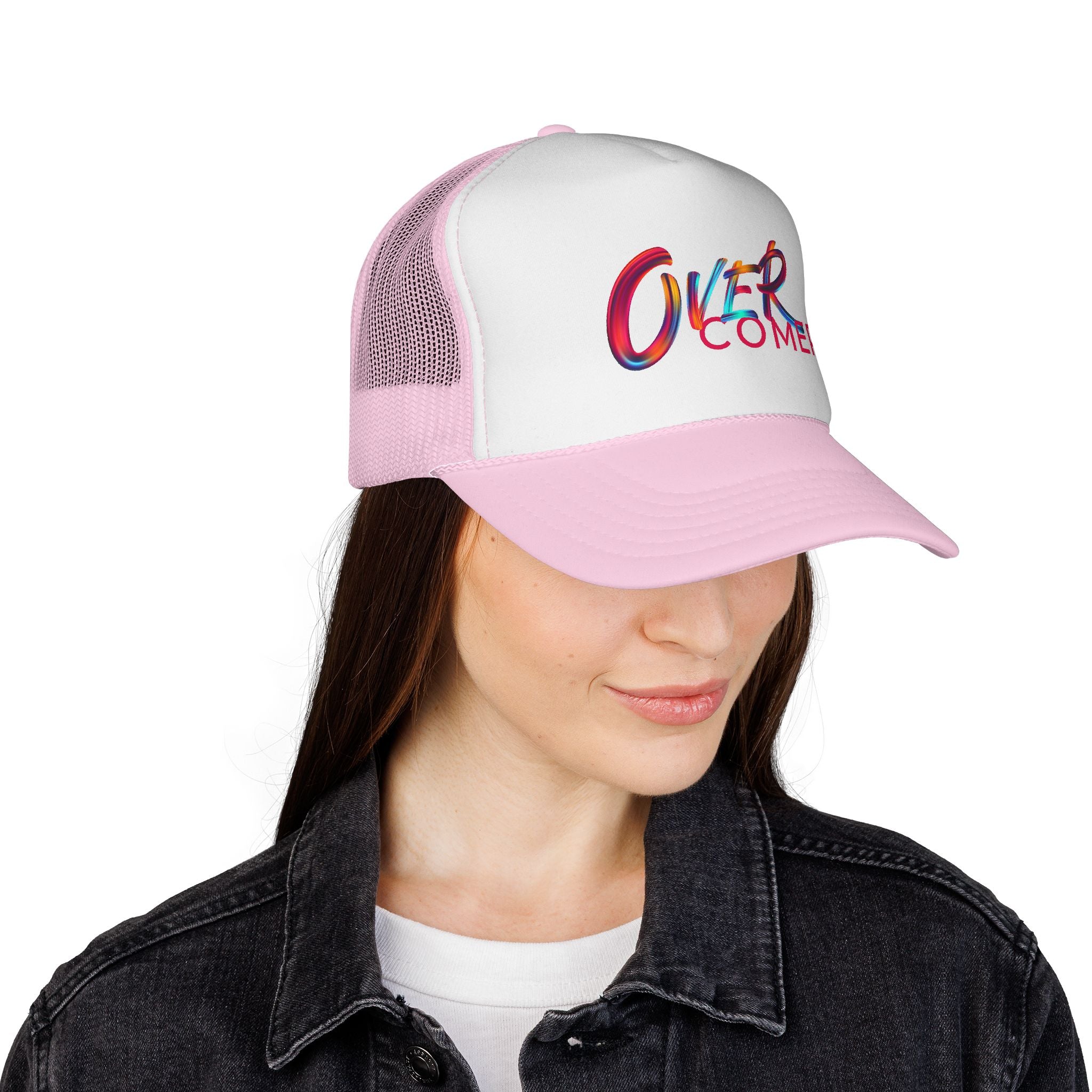 Overcomer Trucker Cap - Vibrant Brushstroke Faith Hat