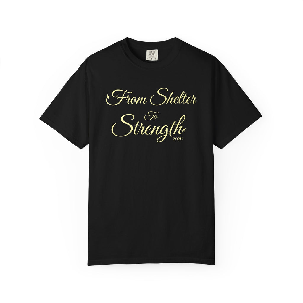 From Shelter to Strength T-Shirt – Inspirational Rescue Animal Support Tee