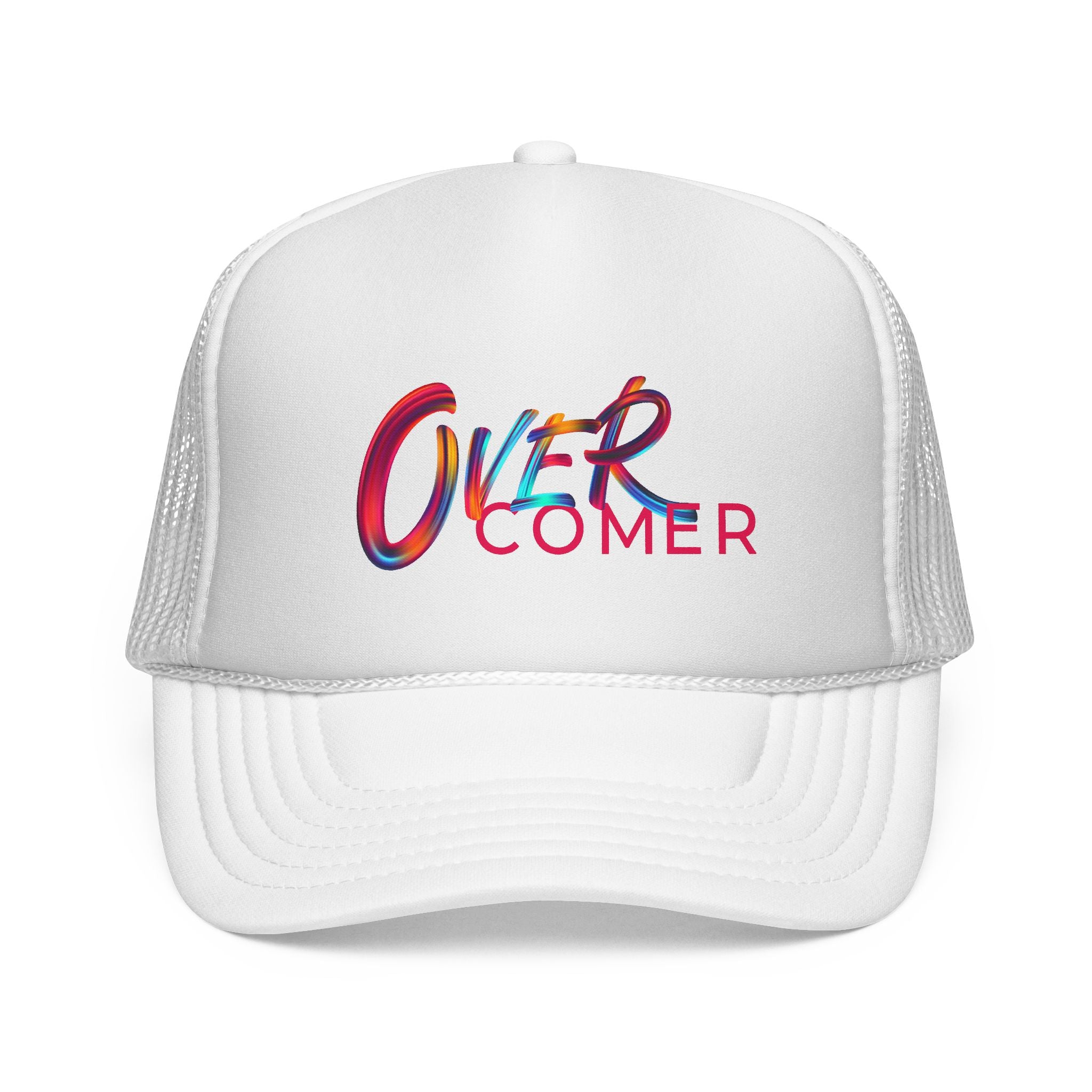 Overcomer Trucker Cap - Vibrant Brushstroke Faith Hat