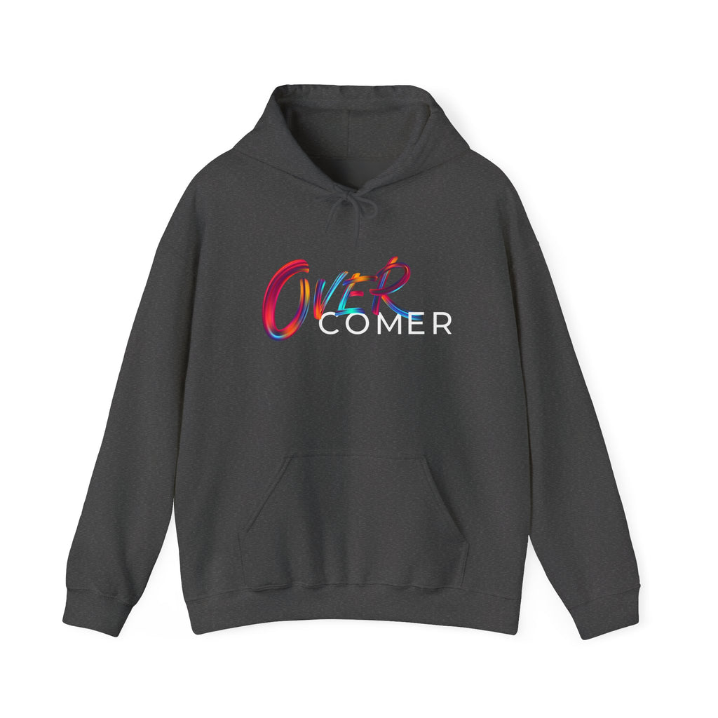 Overcomer Hoodie — Inspirational Rainbow Text Pullover