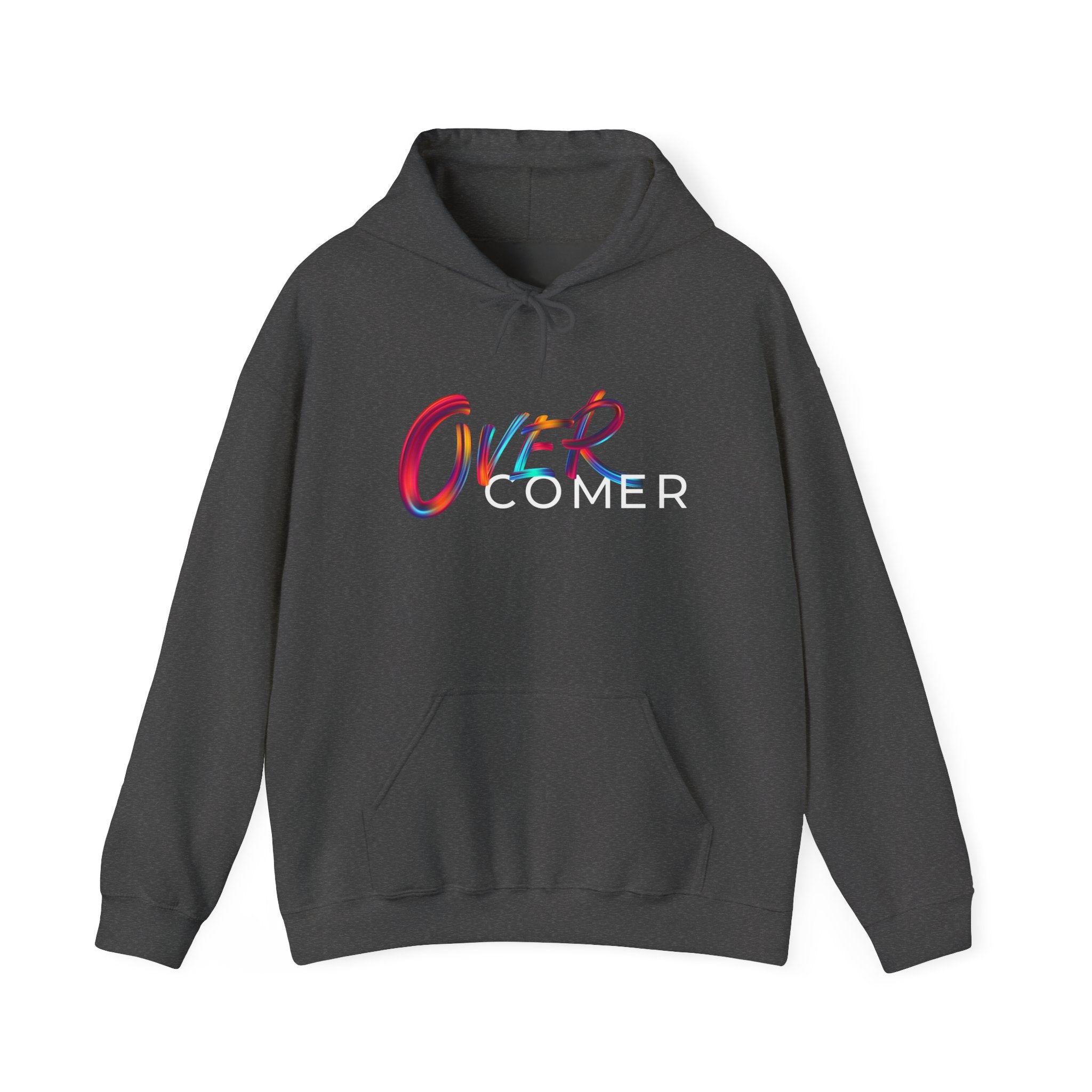 Overcomer Hoodie — Inspirational Rainbow Text Pullover