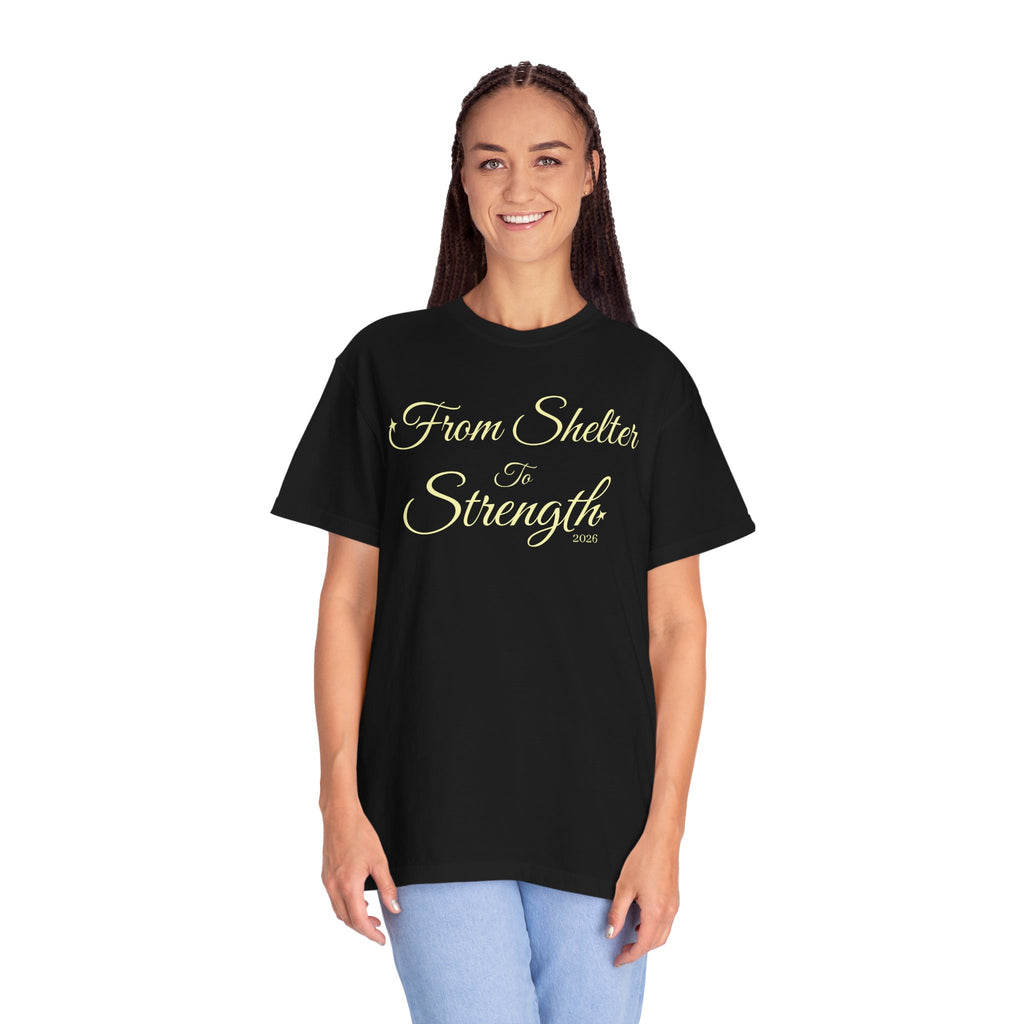 From Shelter to Strength T-Shirt – Inspirational Rescue Animal Support Tee