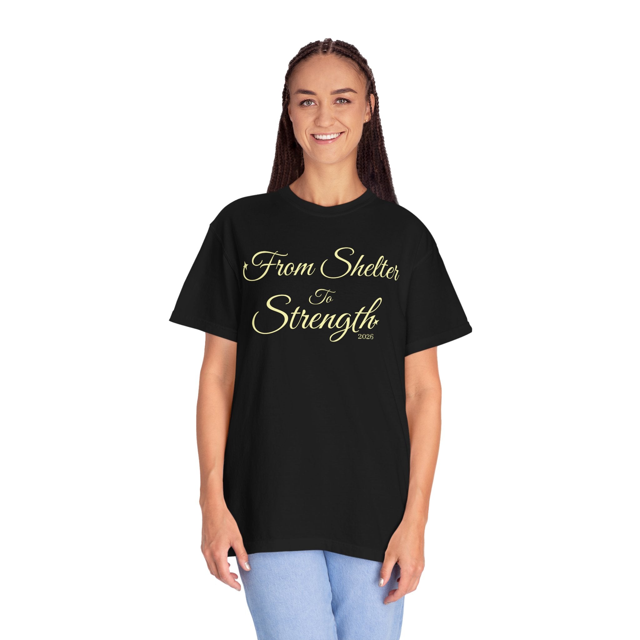From Shelter to Strength T-Shirt – Inspirational Rescue Animal Support Tee