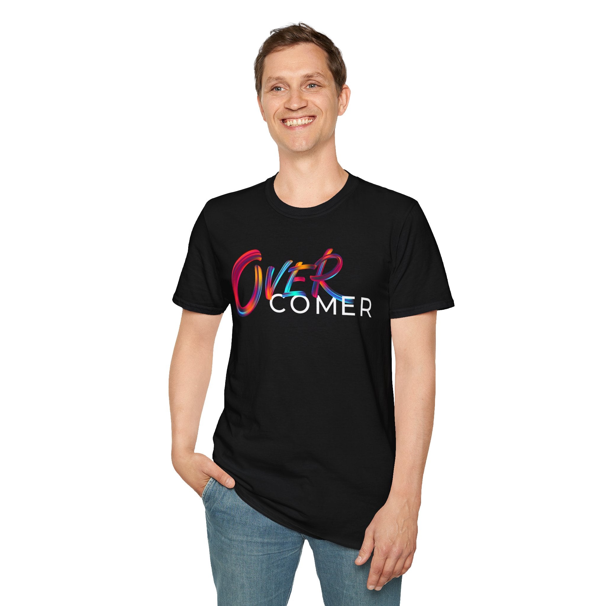 Over Colorful Script T-Shirt — Bold 'OVER' Graphic Tee