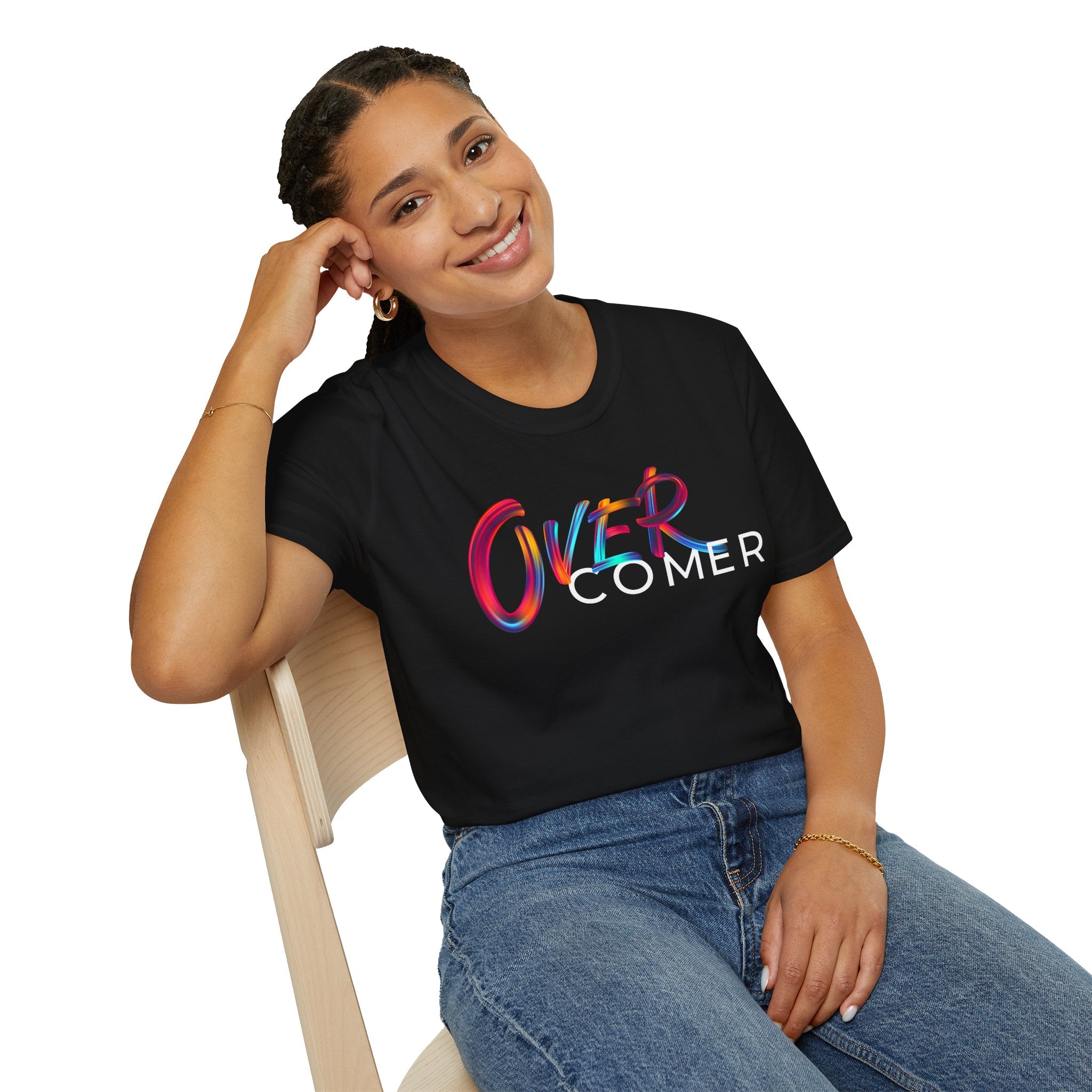 Over Colorful Script T-Shirt — Bold 'OVER' Graphic Tee