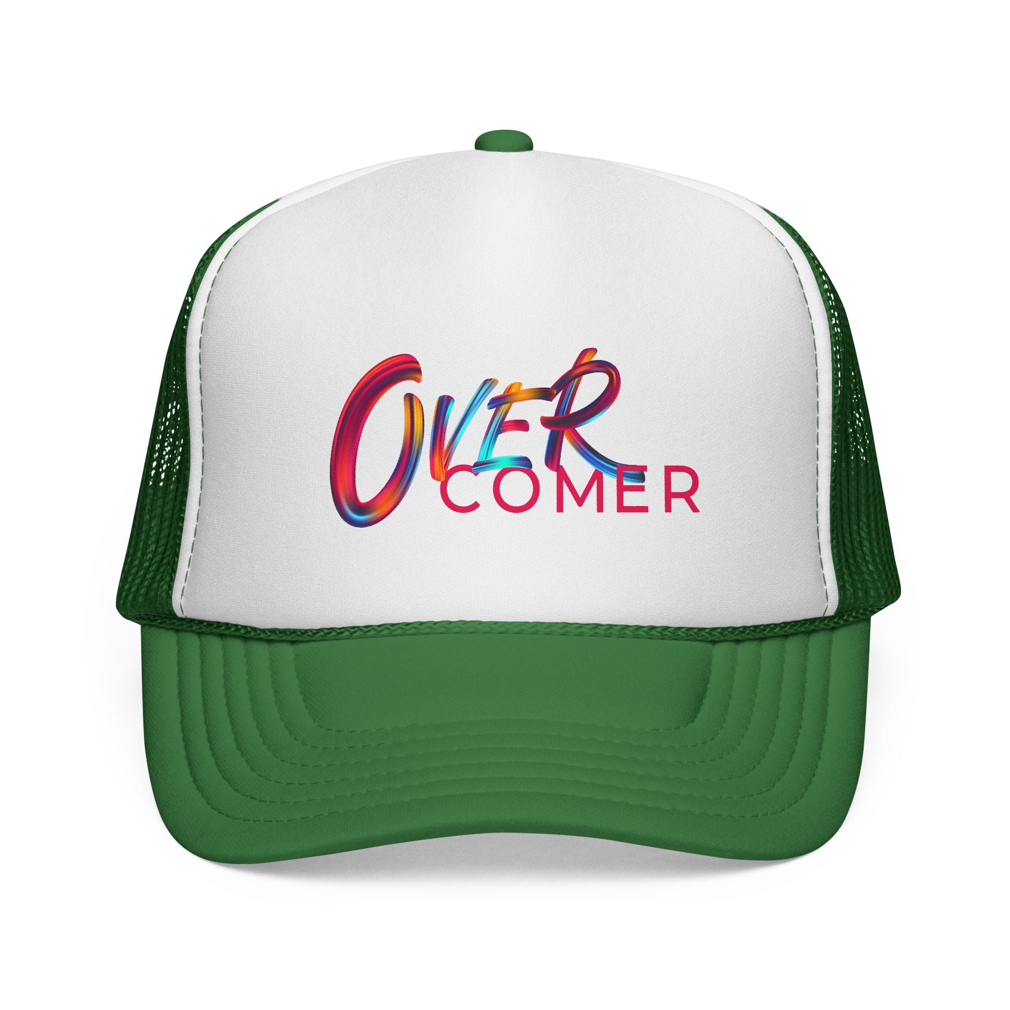 Overcomer Trucker Cap - Vibrant Brushstroke Faith Hat