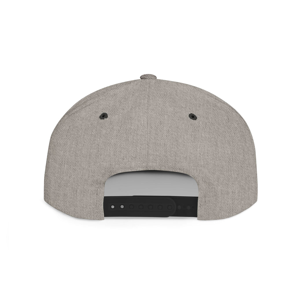 Flat Bill Snapback Hat — Minimal White Embroidered Logo Cap