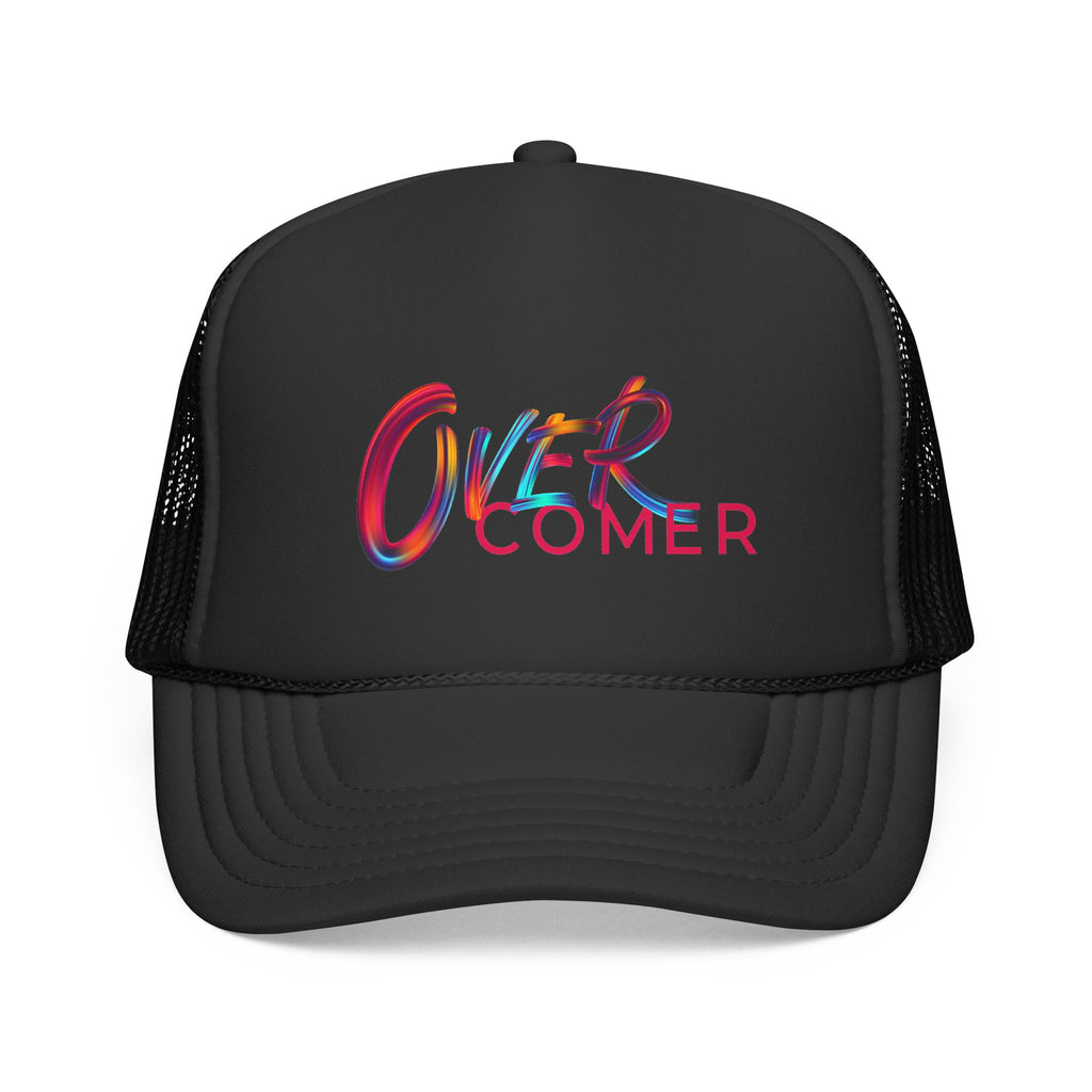 Overcomer Trucker Cap - Vibrant Brushstroke Faith Hat