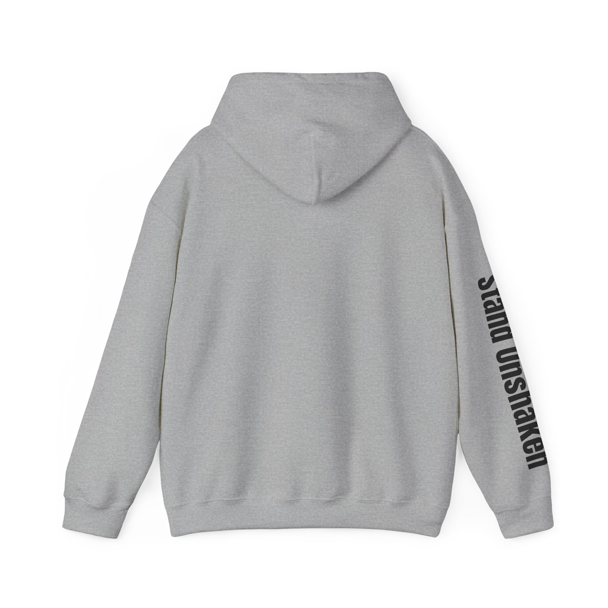 Ovoker Hoodie — “oh-ver-kuhm-er” Pronunciation Hoodie with ‘stand unshaken’ Sleeve Print