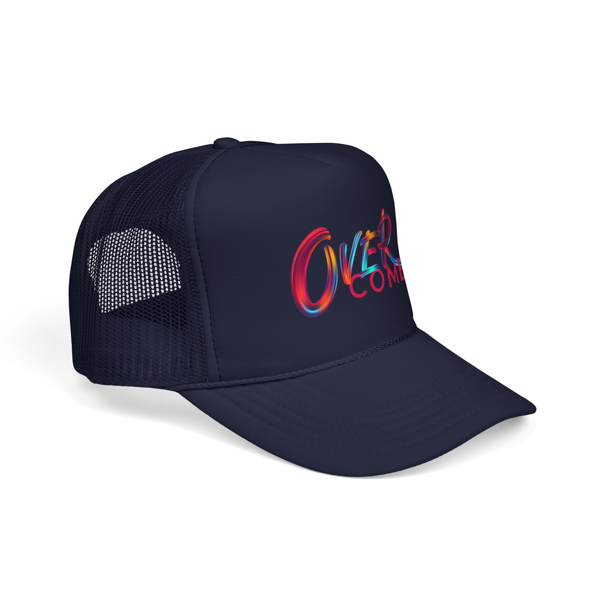 Overcomer Trucker Cap - Vibrant Brushstroke Faith Hat