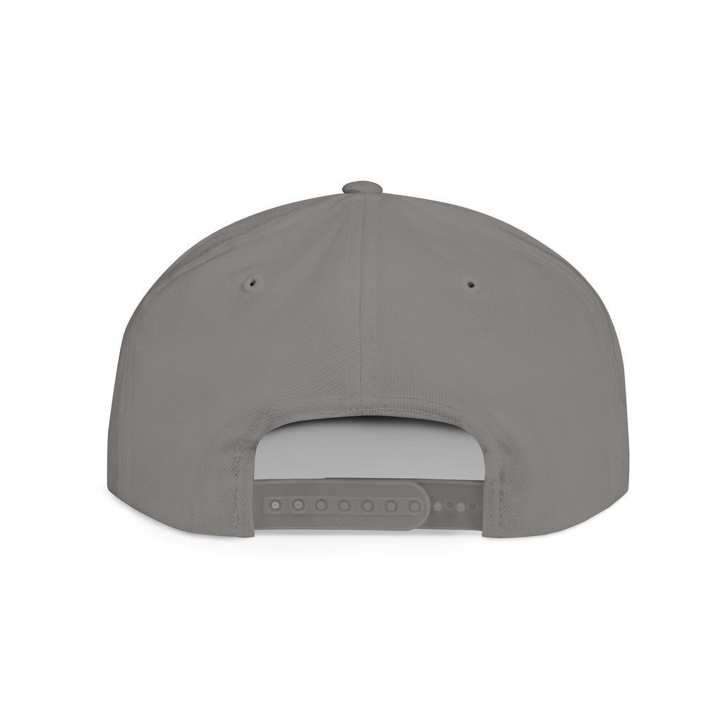 Flat Bill Snapback Hat — Minimal White Embroidered Logo Cap
