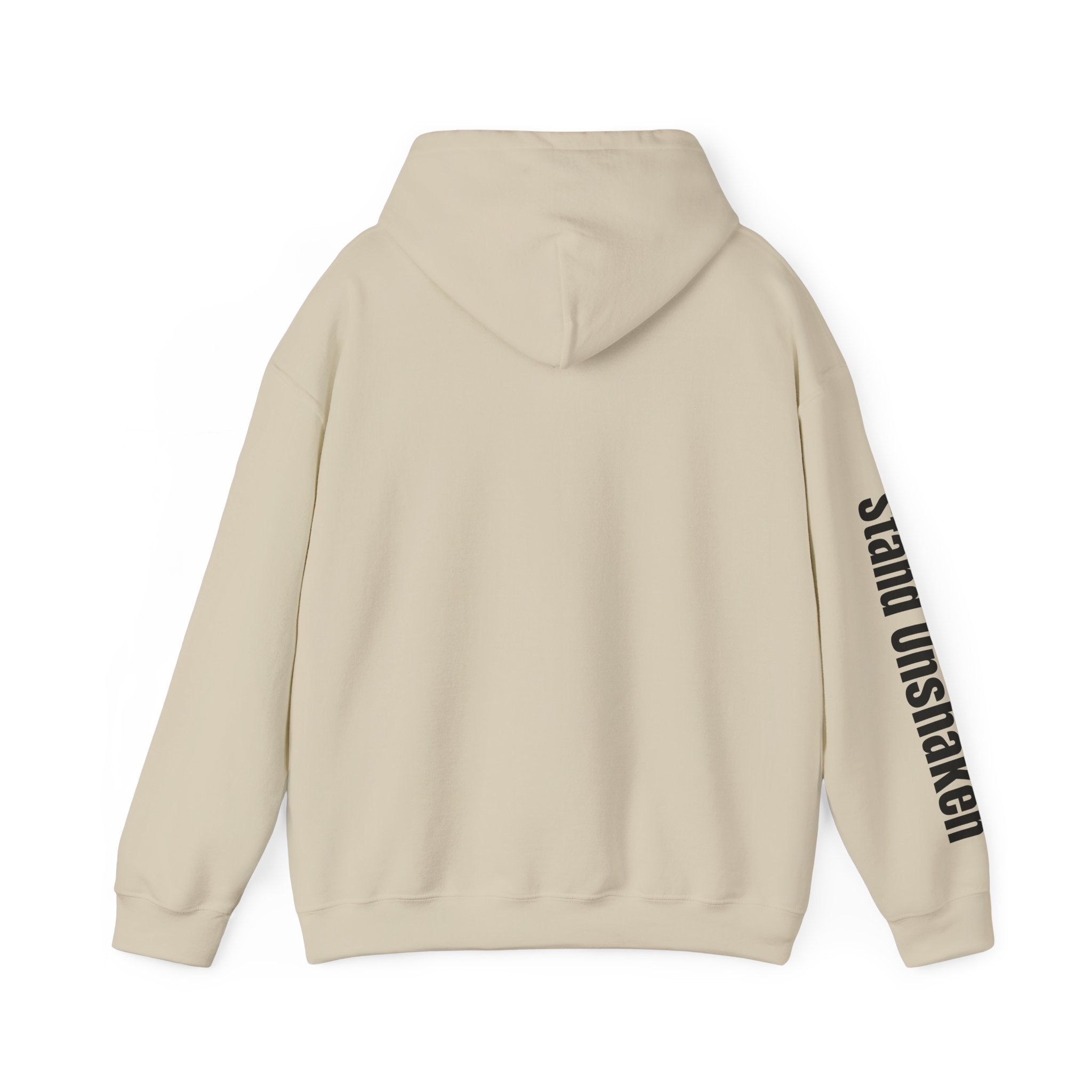 Ovoker Hoodie — “oh-ver-kuhm-er” Pronunciation Hoodie with ‘stand unshaken’ Sleeve Print