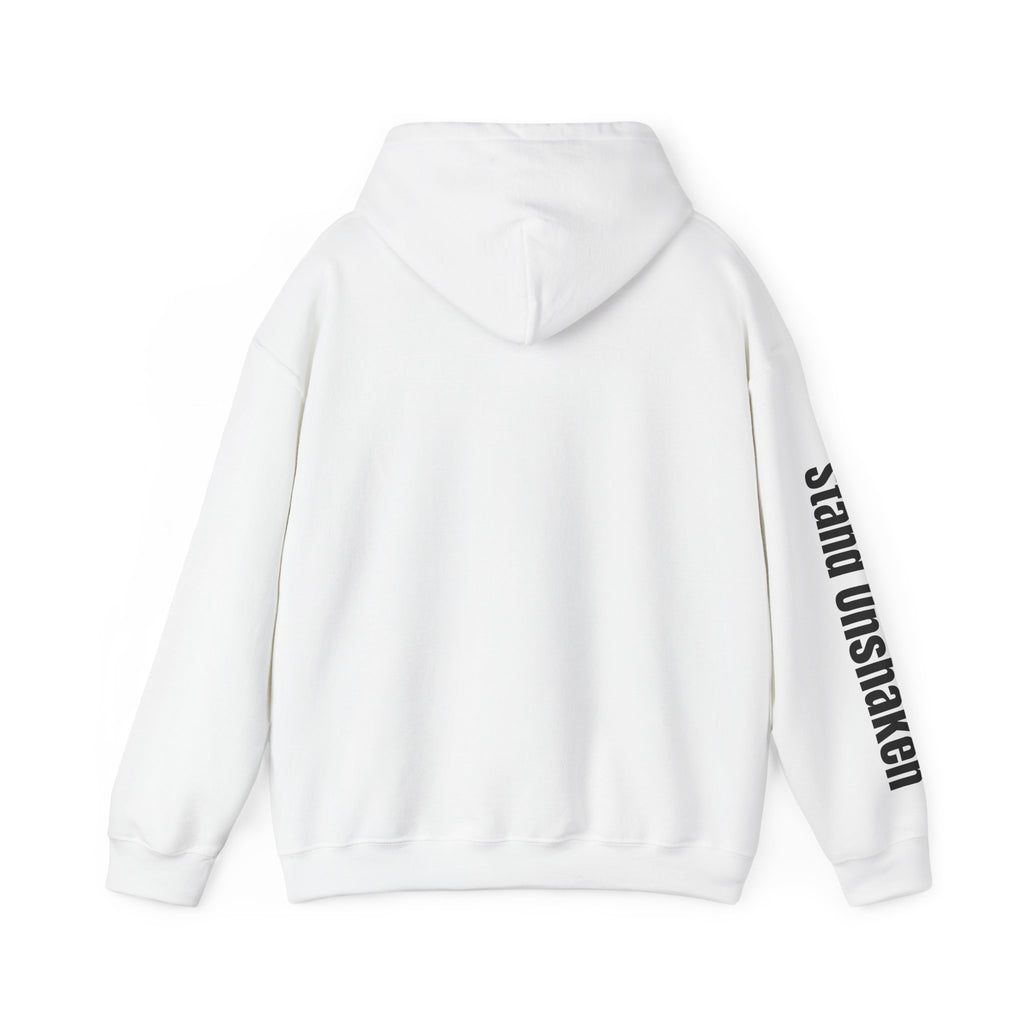 Ovoker Hoodie — “oh-ver-kuhm-er” Pronunciation Hoodie with ‘stand unshaken’ Sleeve Print