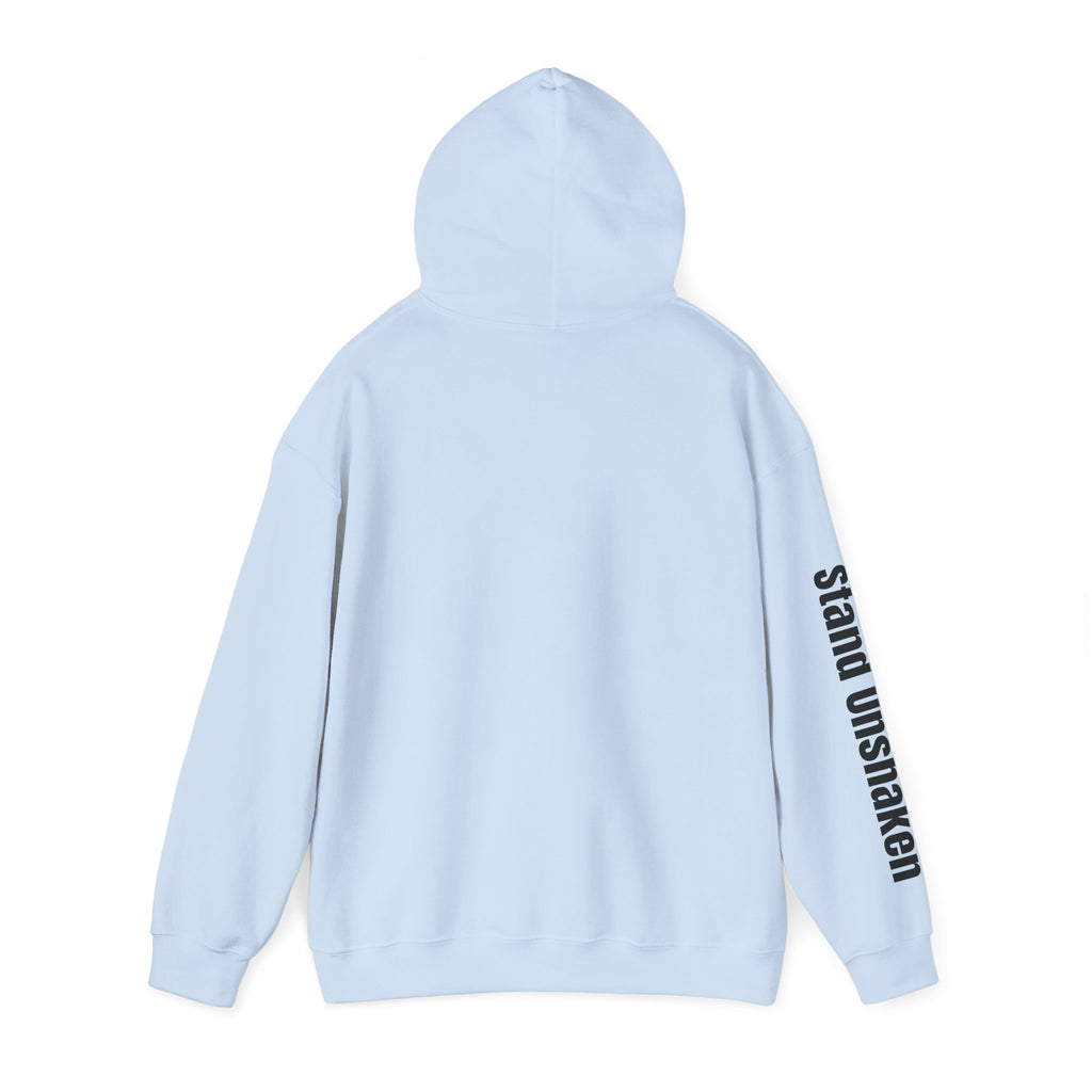 Ovoker Hoodie — “oh-ver-kuhm-er” Pronunciation Hoodie with ‘stand unshaken’ Sleeve Print