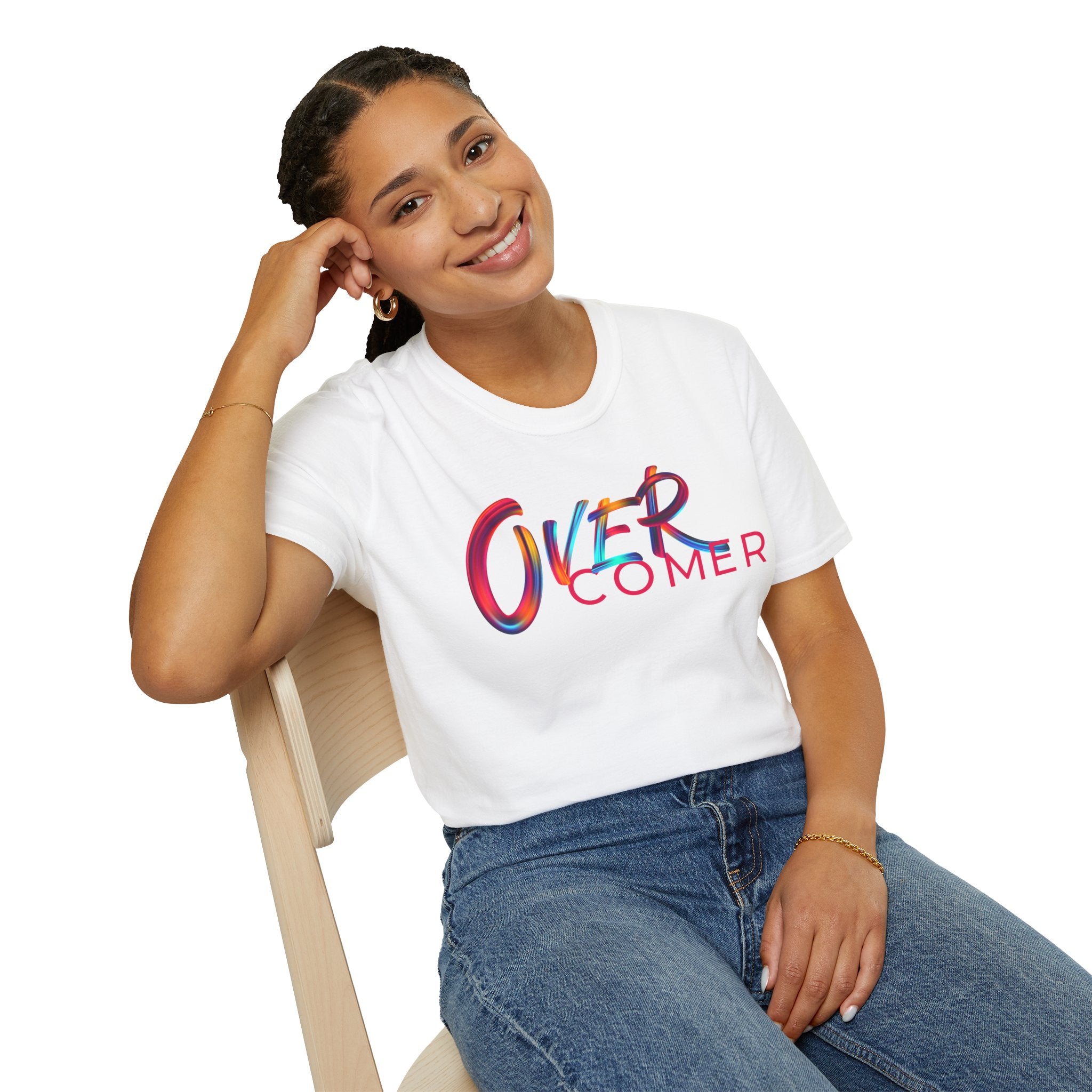 Over Colorful Script T-Shirt — Bold 'OVER' Graphic Tee