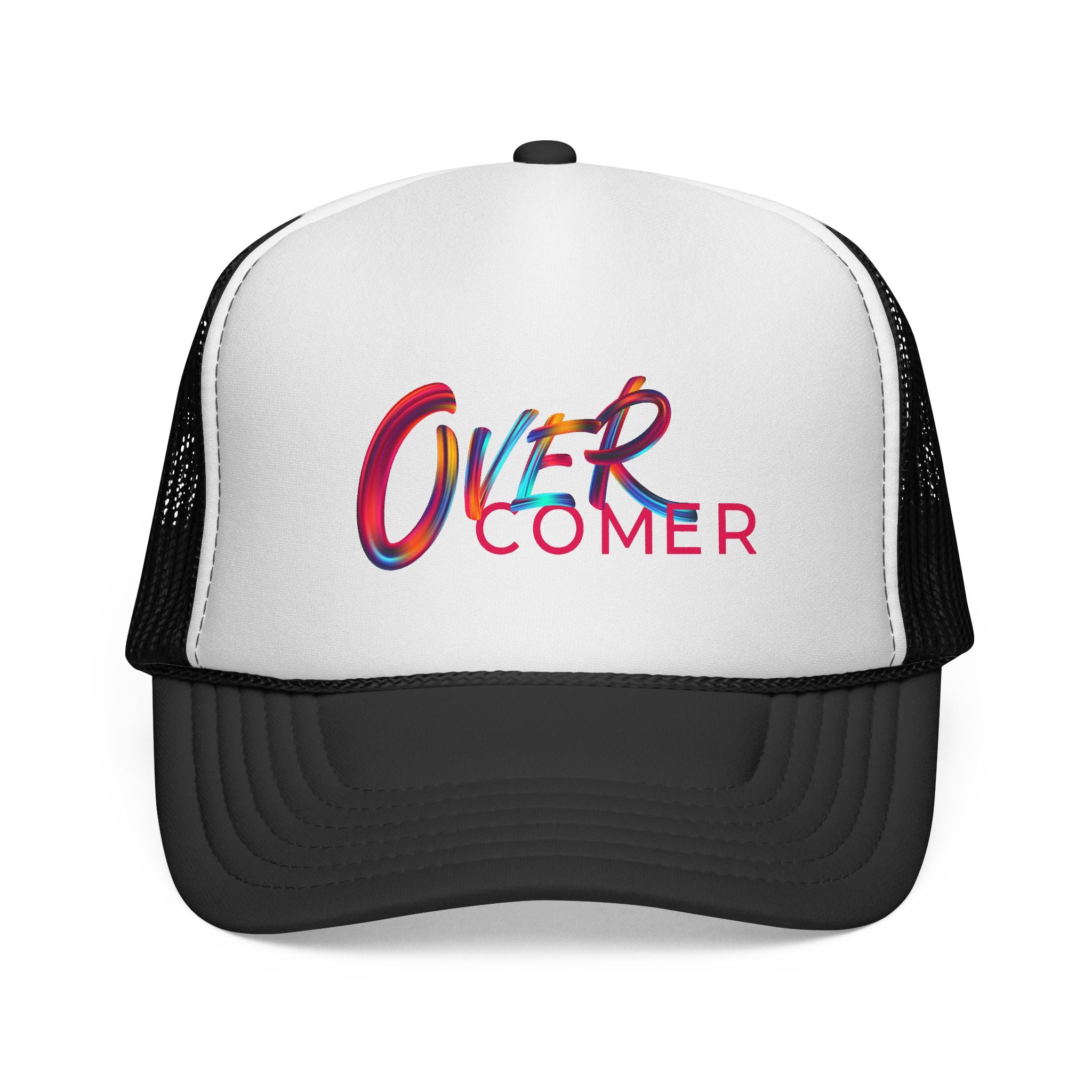 Overcomer Trucker Cap - Vibrant Brushstroke Faith Hat