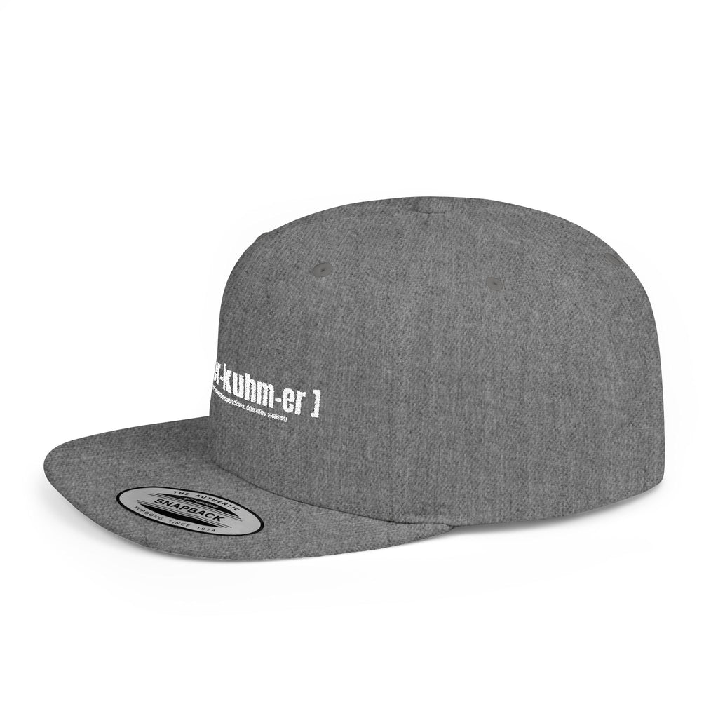 Flat Bill Snapback Hat — Minimal White Embroidered Logo Cap