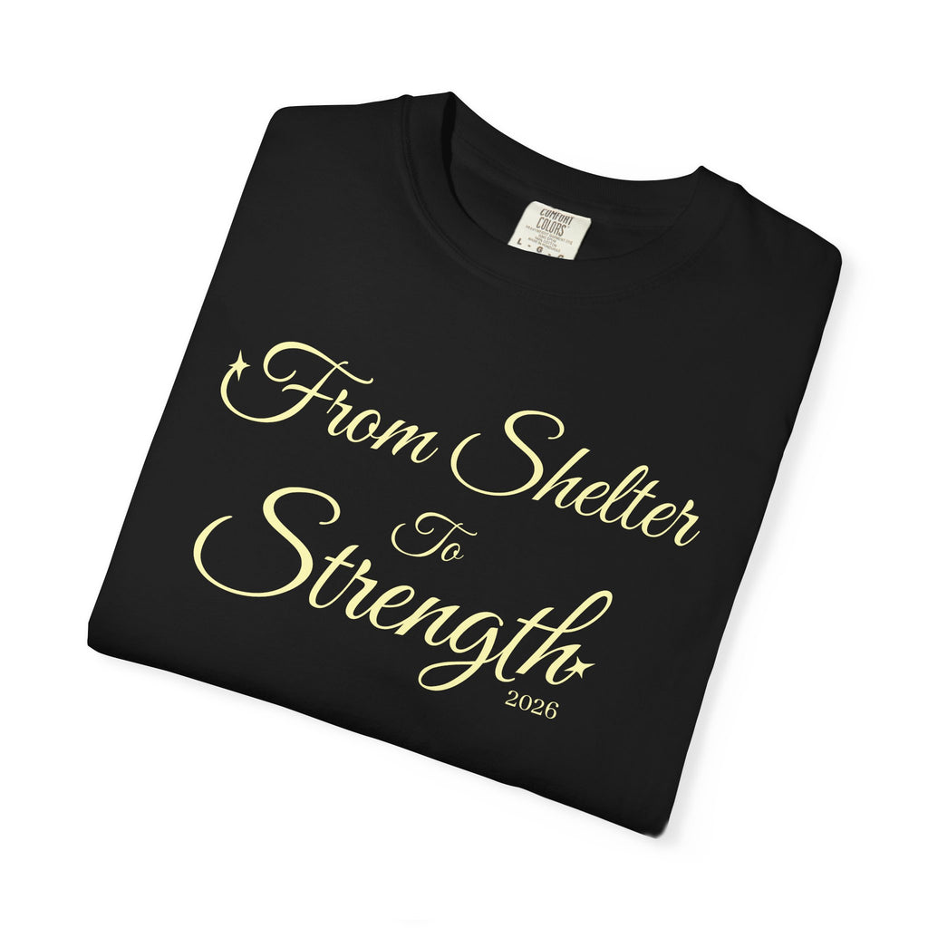 From Shelter to Strength T-Shirt – Inspirational Rescue Animal Support Tee