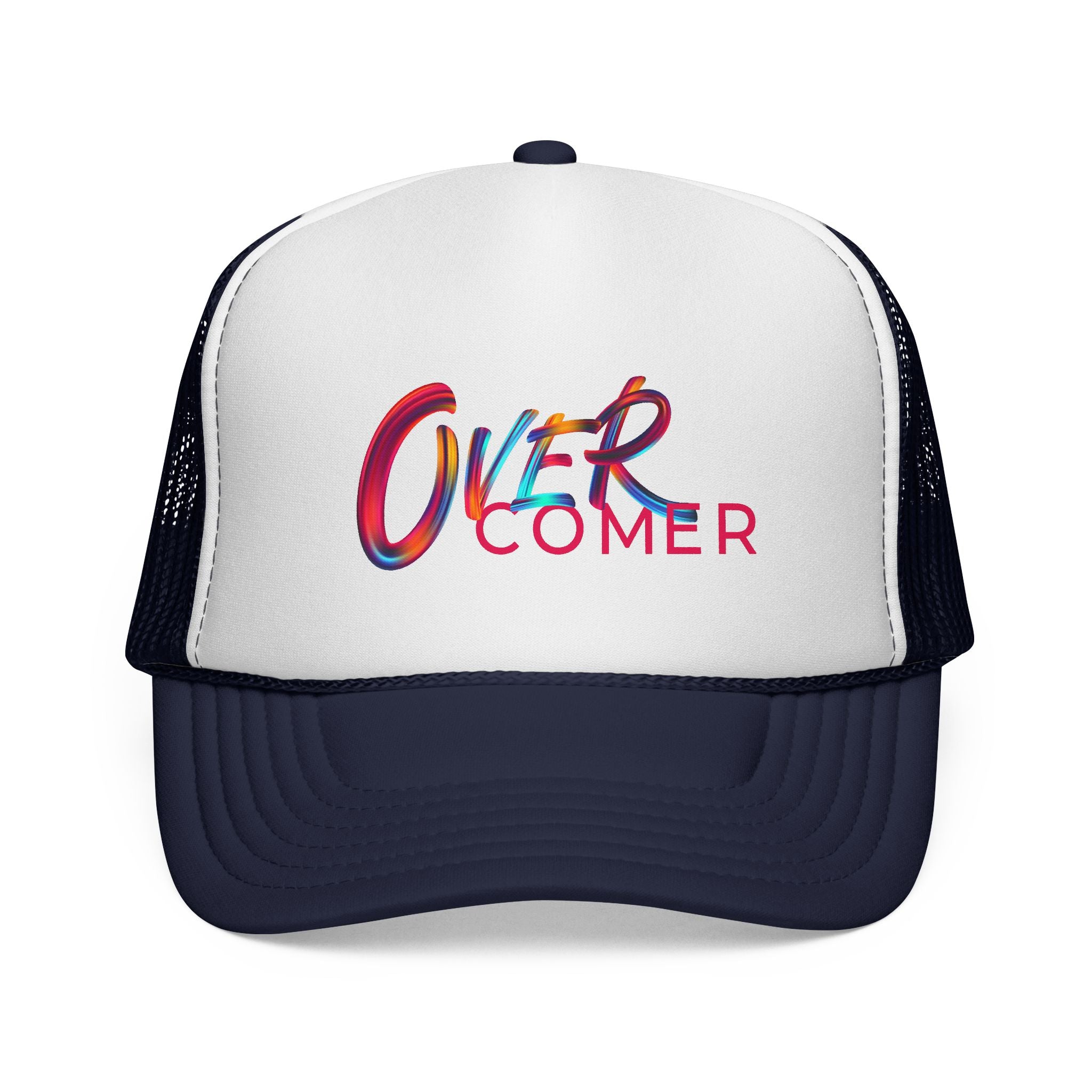 Overcomer Trucker Cap - Vibrant Brushstroke Faith Hat