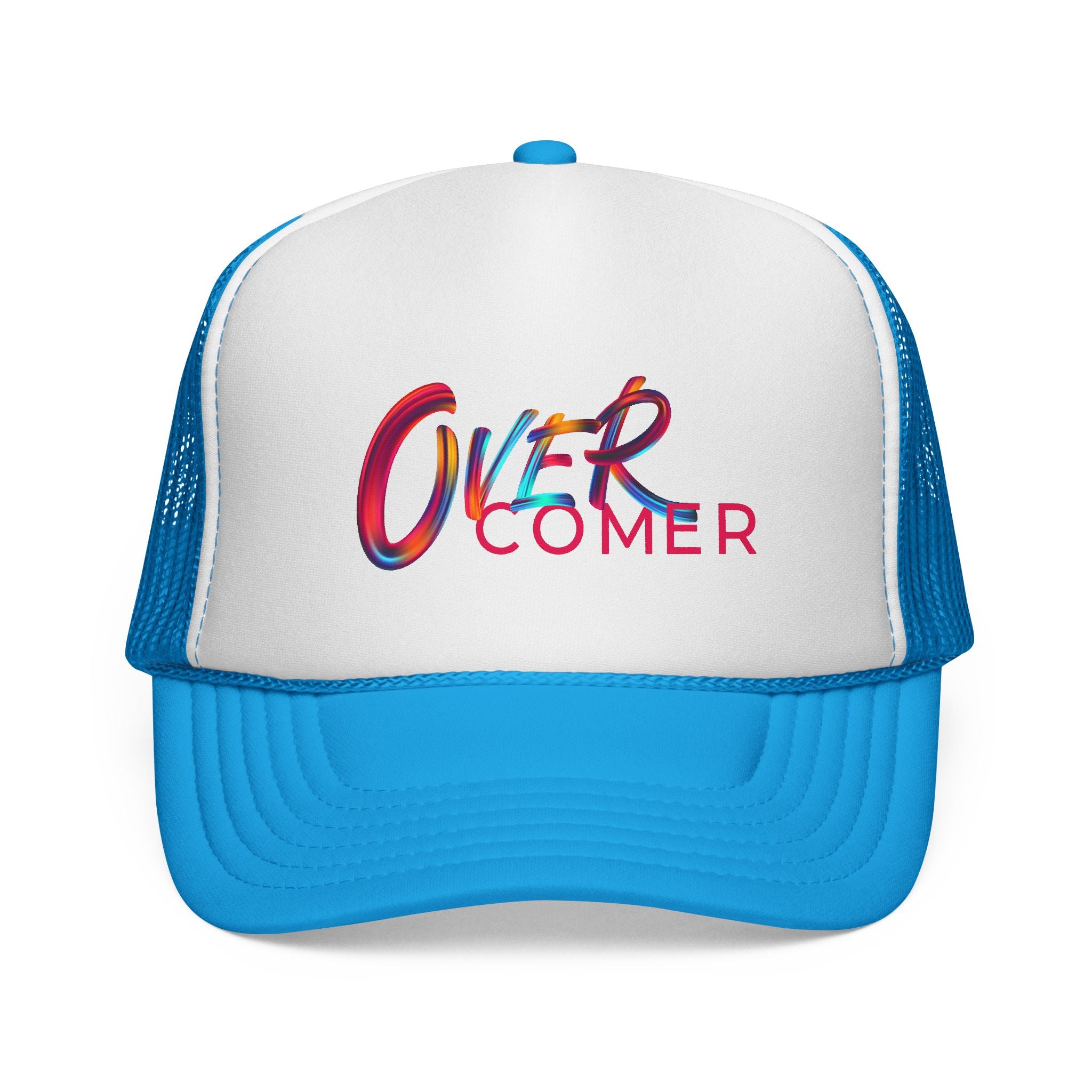 Overcomer Trucker Cap - Vibrant Brushstroke Faith Hat