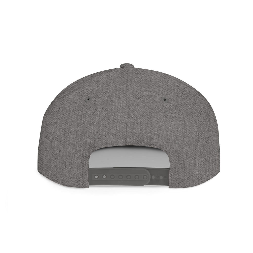 Flat Bill Snapback Hat — Minimal White Embroidered Logo Cap