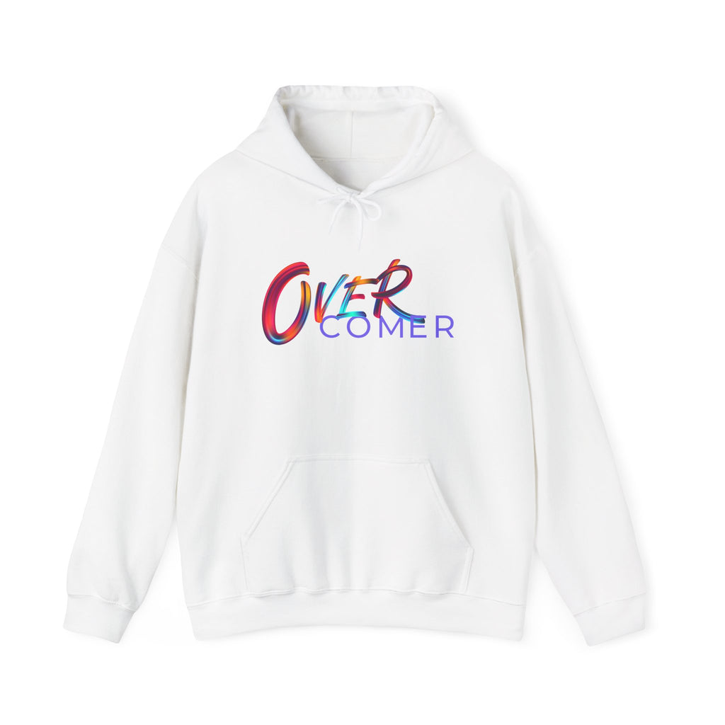 Overcomer Hoodie — Inspirational Rainbow Text Pullover
