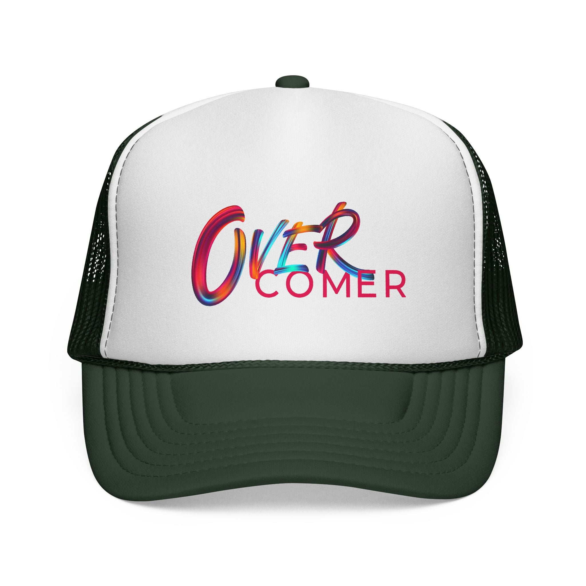 Overcomer Trucker Cap - Vibrant Brushstroke Faith Hat