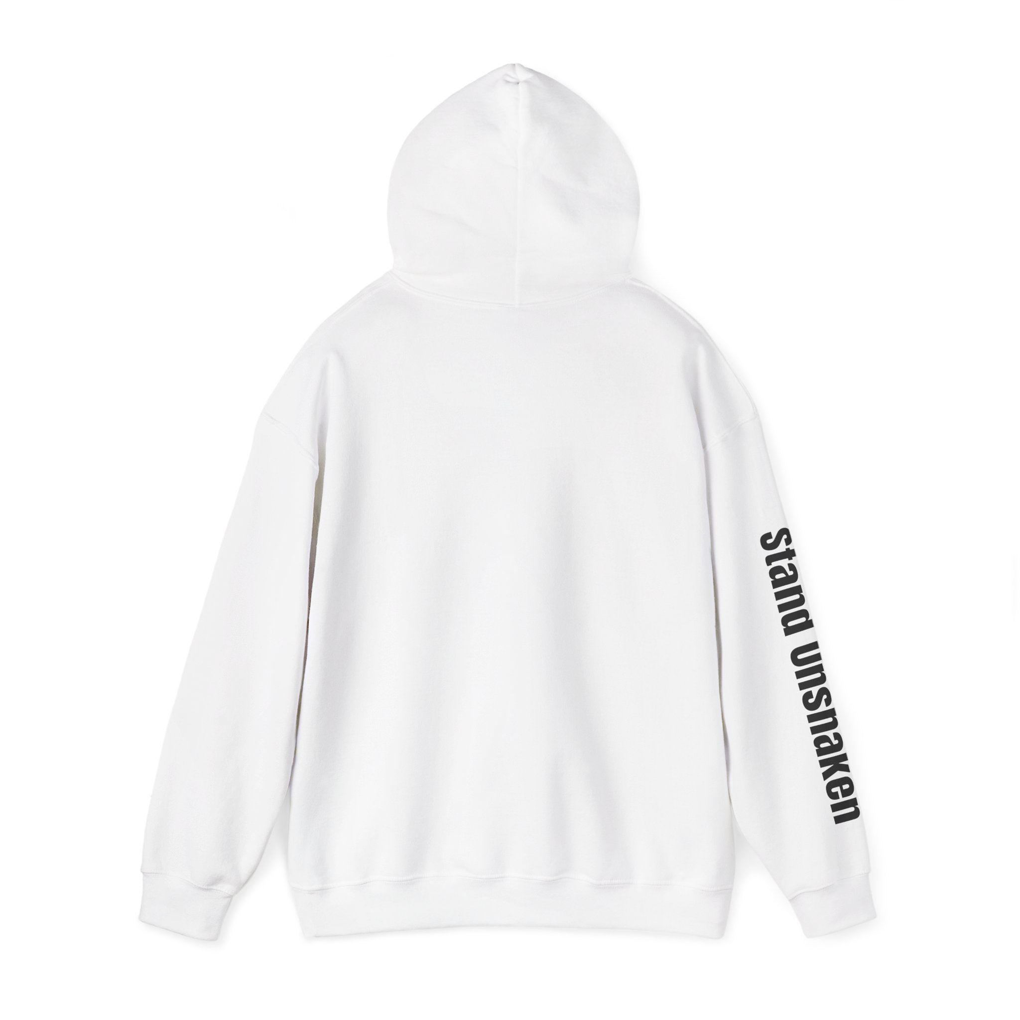 Ovoker Hoodie — “oh-ver-kuhm-er” Pronunciation Hoodie with ‘stand unshaken’ Sleeve Print