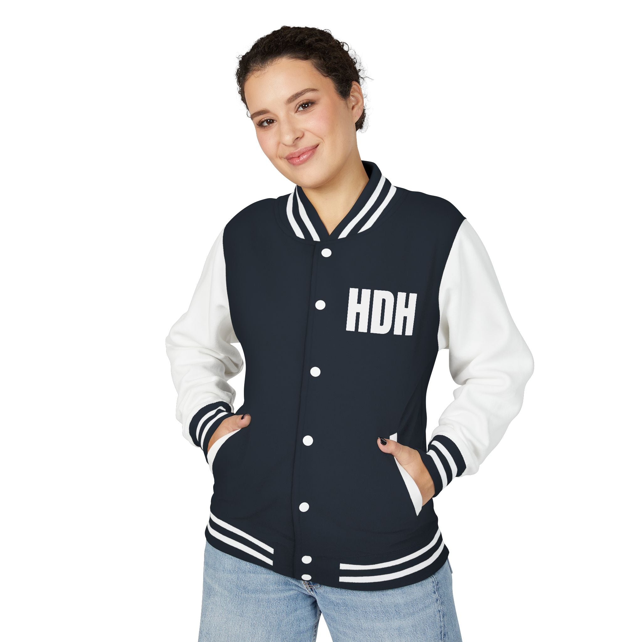 HDH Unisex Heavyweight Letterman Jacket, Stylish Team Jacket, Casual Streetwear