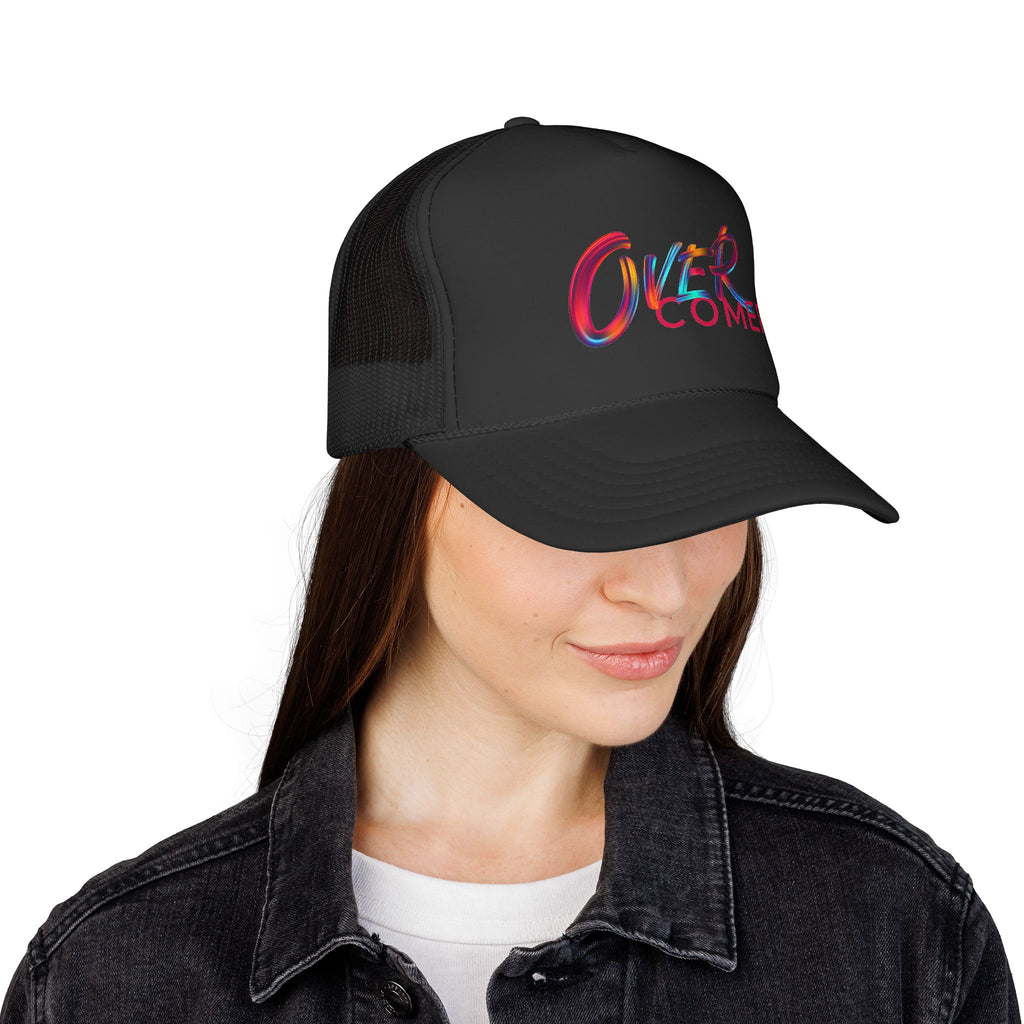 Overcomer Trucker Cap - Vibrant Brushstroke Faith Hat