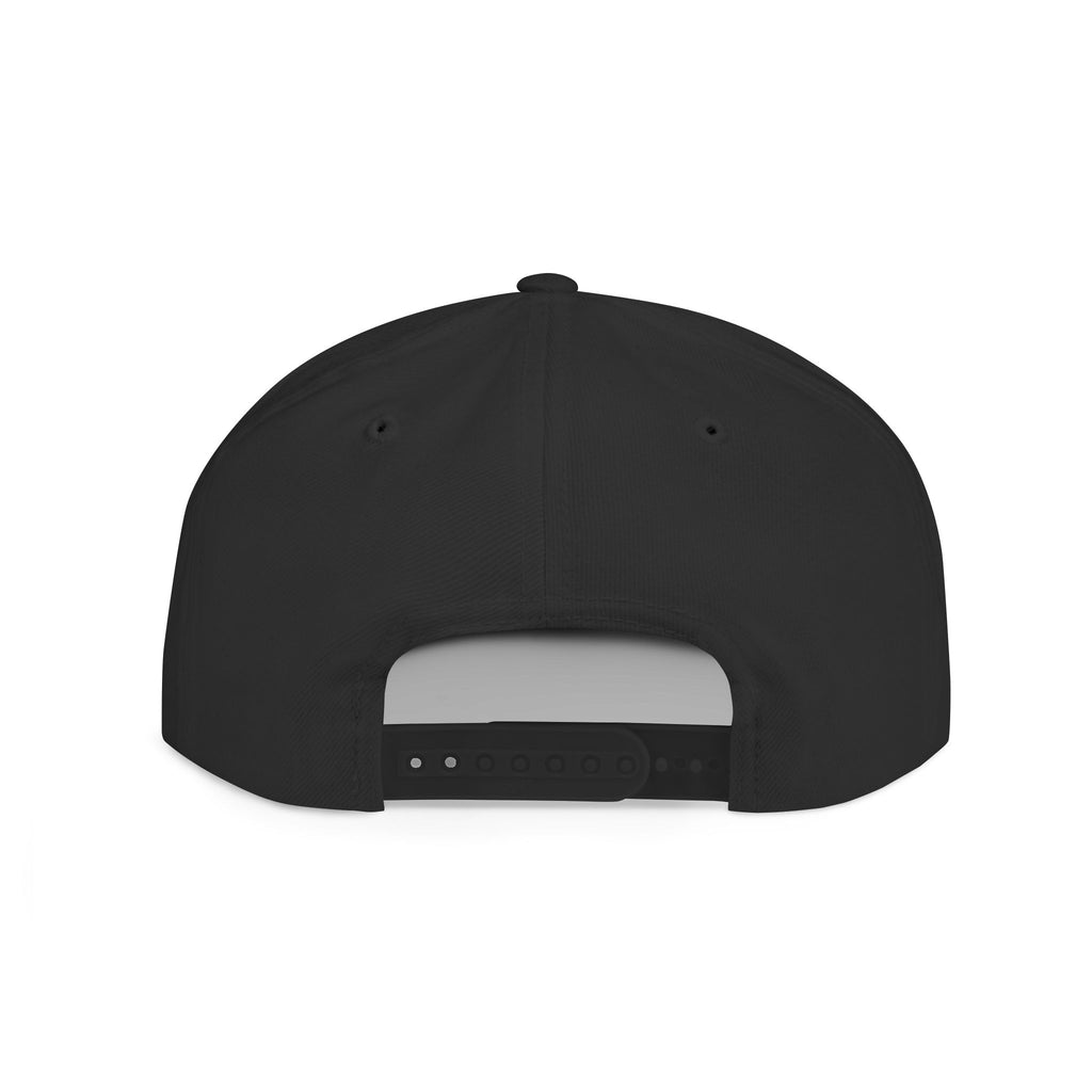 Flat Bill Snapback Hat — Minimal White Embroidered Logo Cap