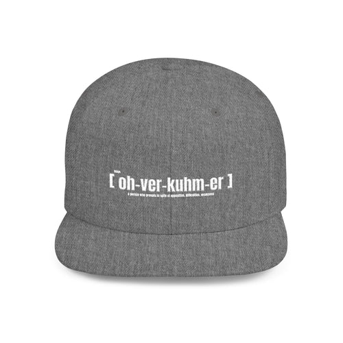Flat Bill Snapback Hat — Minimal White Embroidered Logo Cap