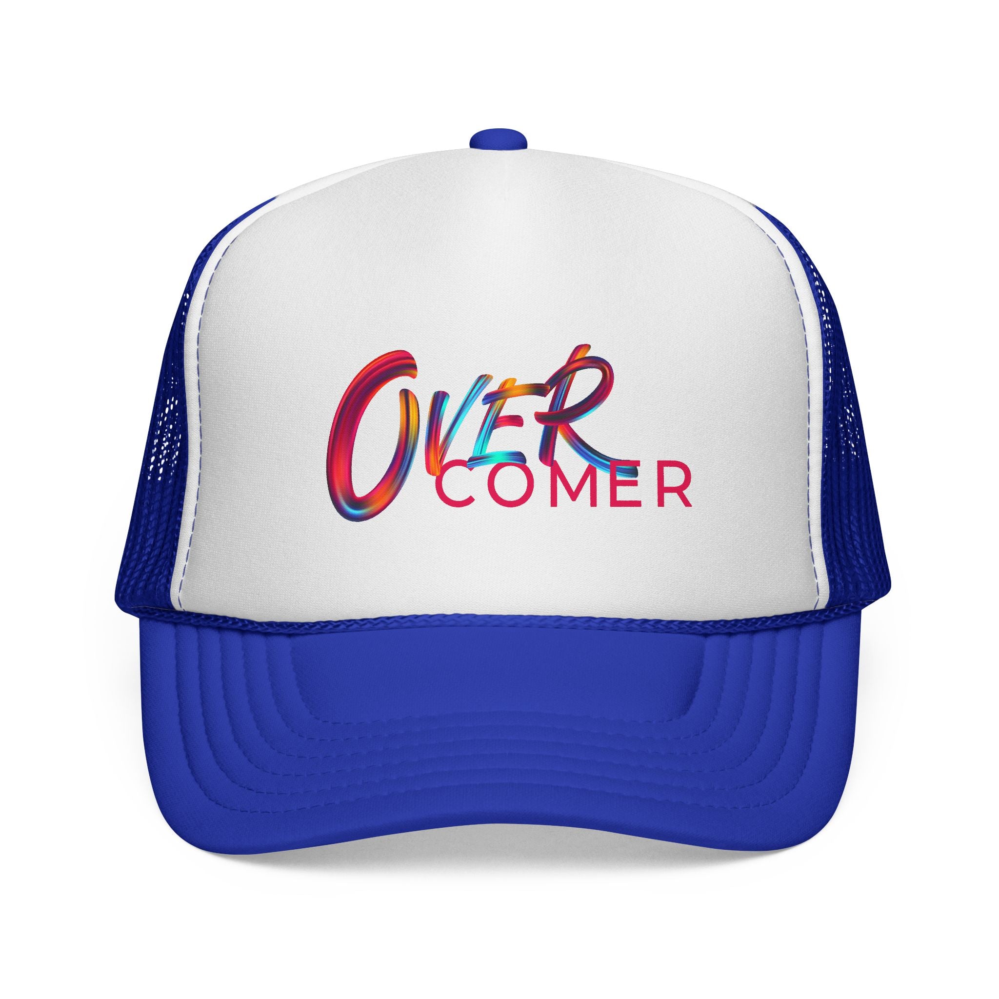 Overcomer Trucker Cap - Vibrant Brushstroke Faith Hat