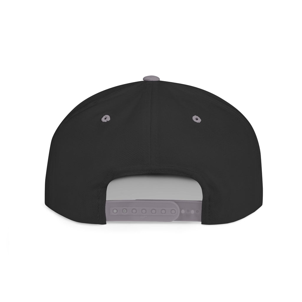 Flat Bill Snapback Hat — Minimal White Embroidered Logo Cap