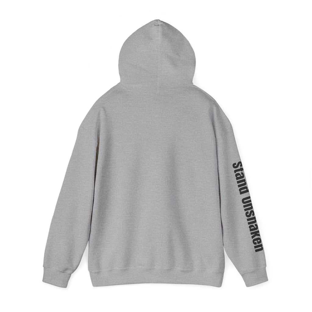 Ovoker Hoodie — “oh-ver-kuhm-er” Pronunciation Hoodie with ‘stand unshaken’ Sleeve Print