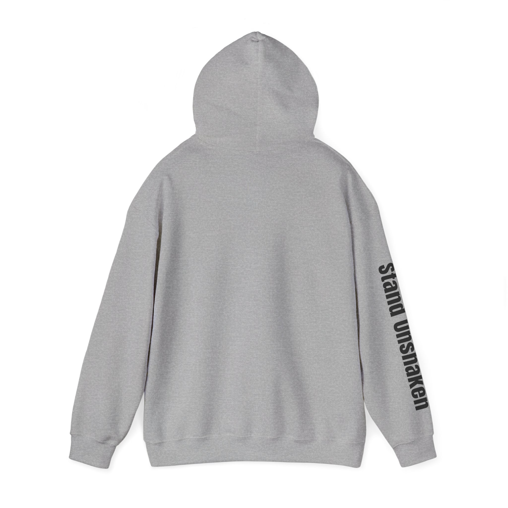 Ovoker Hoodie — “oh-ver-kuhm-er” Pronunciation Hoodie with ‘stand unshaken’ Sleeve Print