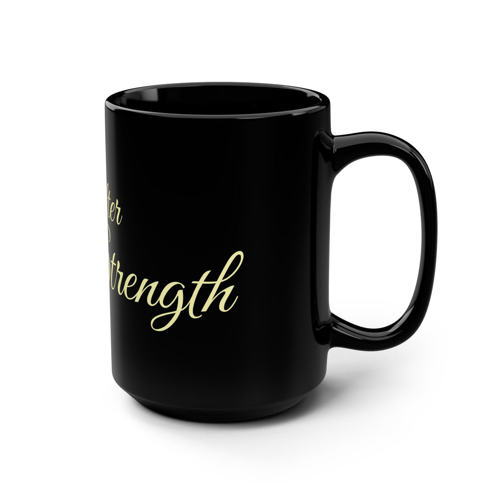 Black 15oz Mug — "From Shelter to Strength" Inspirational Coffee Cup