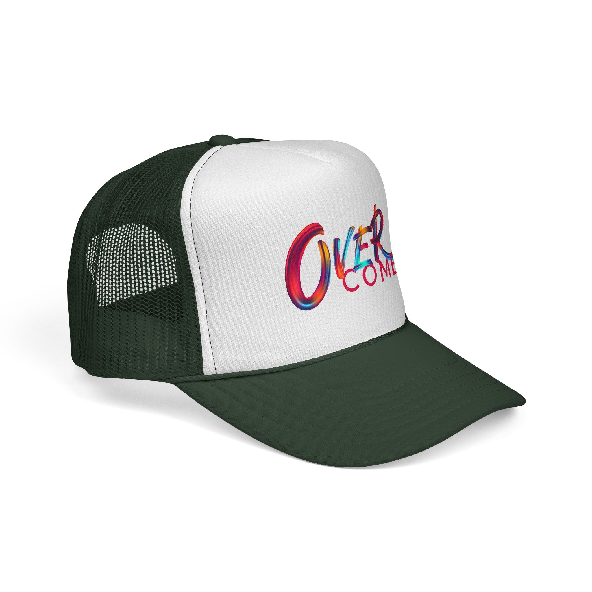 Overcomer Trucker Cap - Vibrant Brushstroke Faith Hat