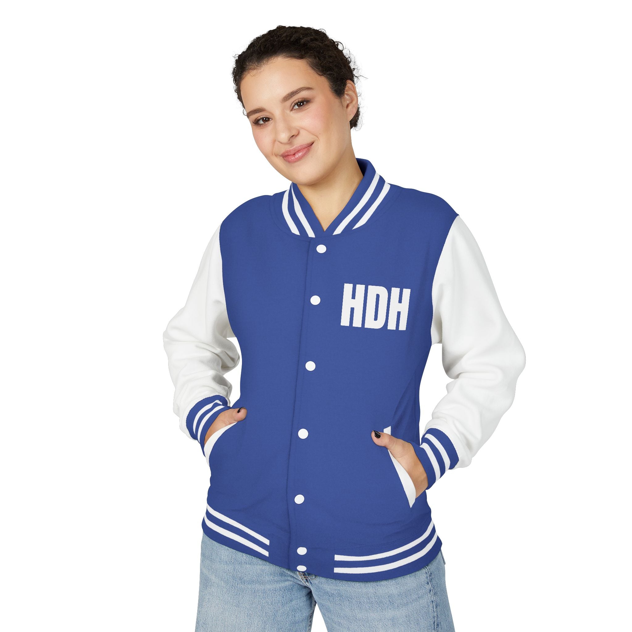 HDH Unisex Heavyweight Letterman Jacket, Stylish Team Jacket, Casual Streetwear