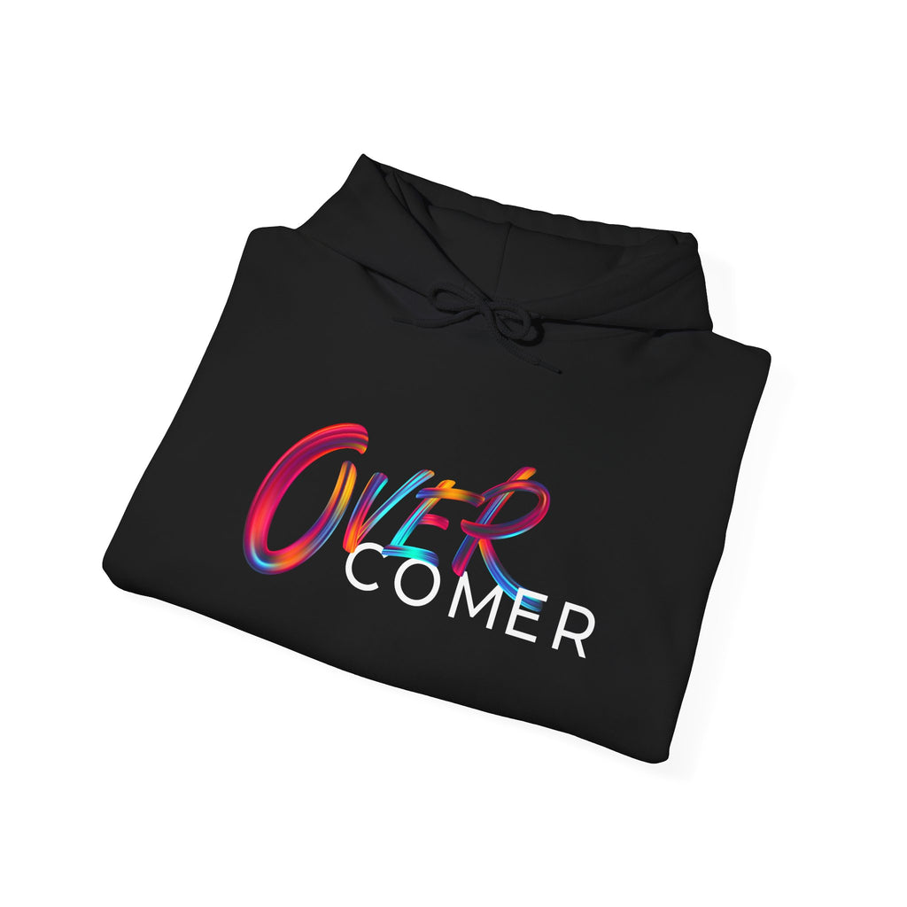 Overcomer Hoodie — Inspirational Rainbow Text Pullover