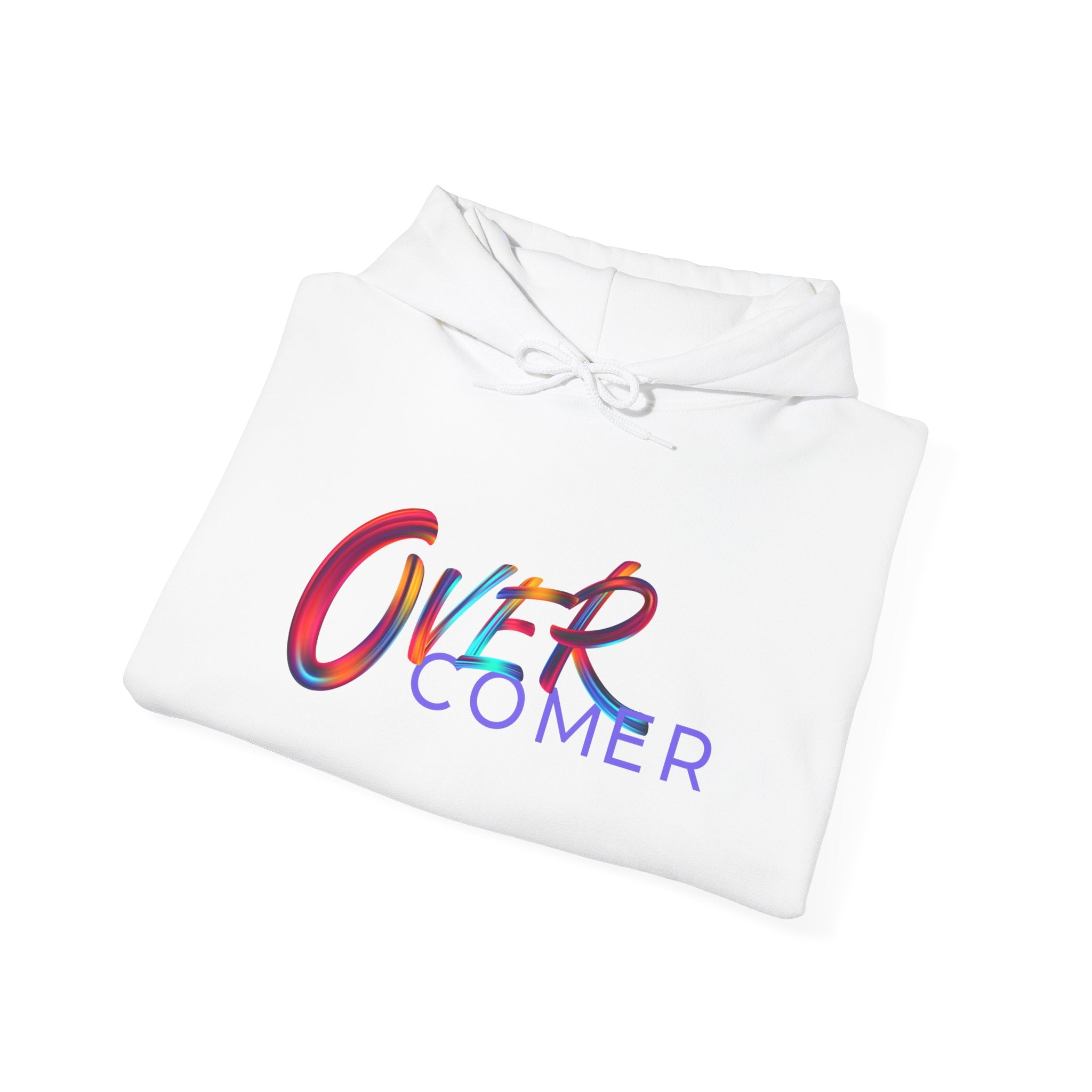 Overcomer Hoodie — Inspirational Rainbow Text Pullover