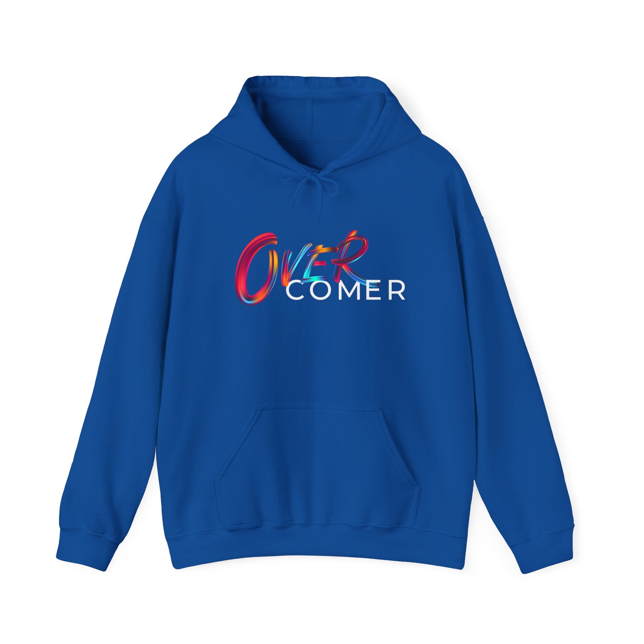 Overcomer Hoodie — Inspirational Rainbow Text Pullover