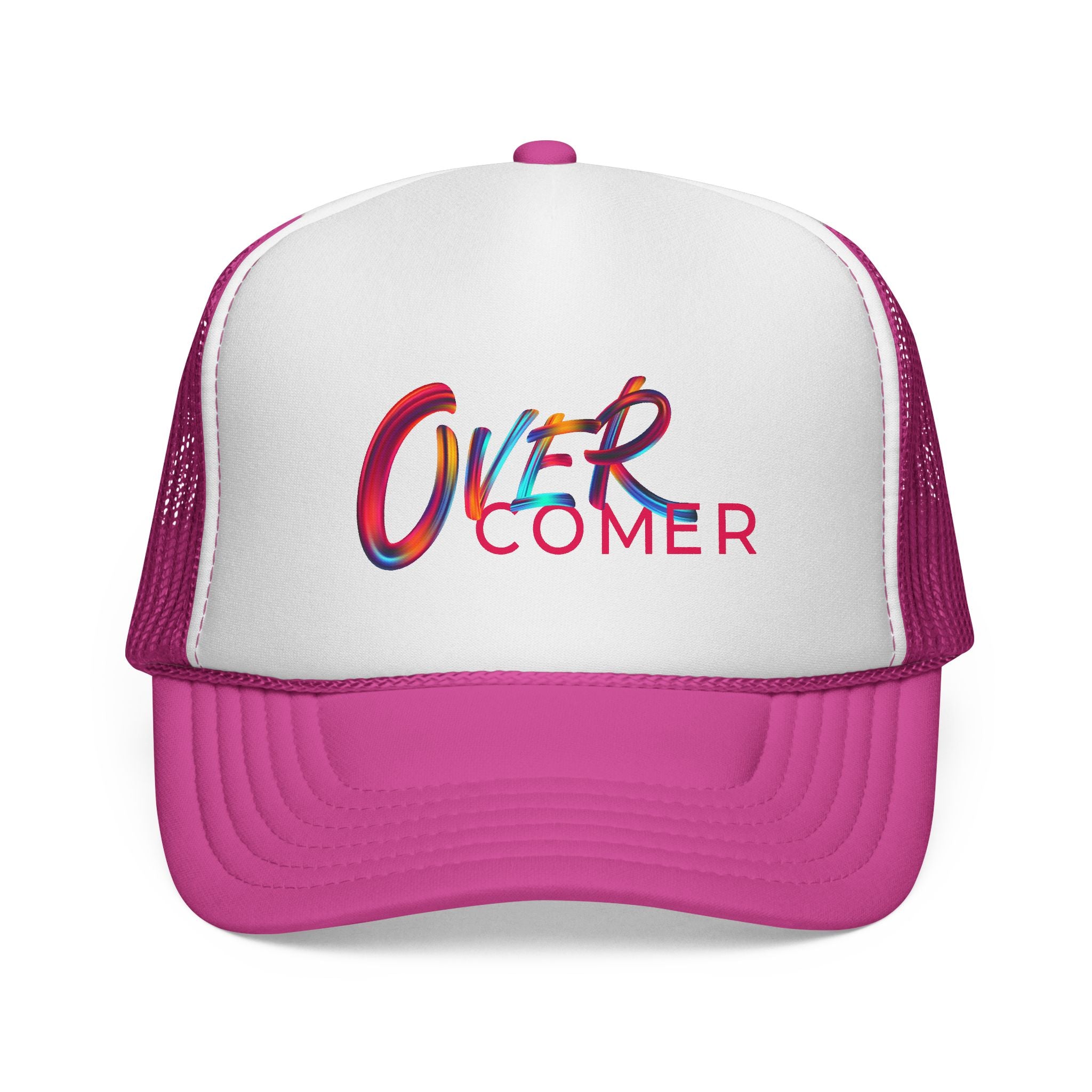 Overcomer Trucker Cap - Vibrant Brushstroke Faith Hat