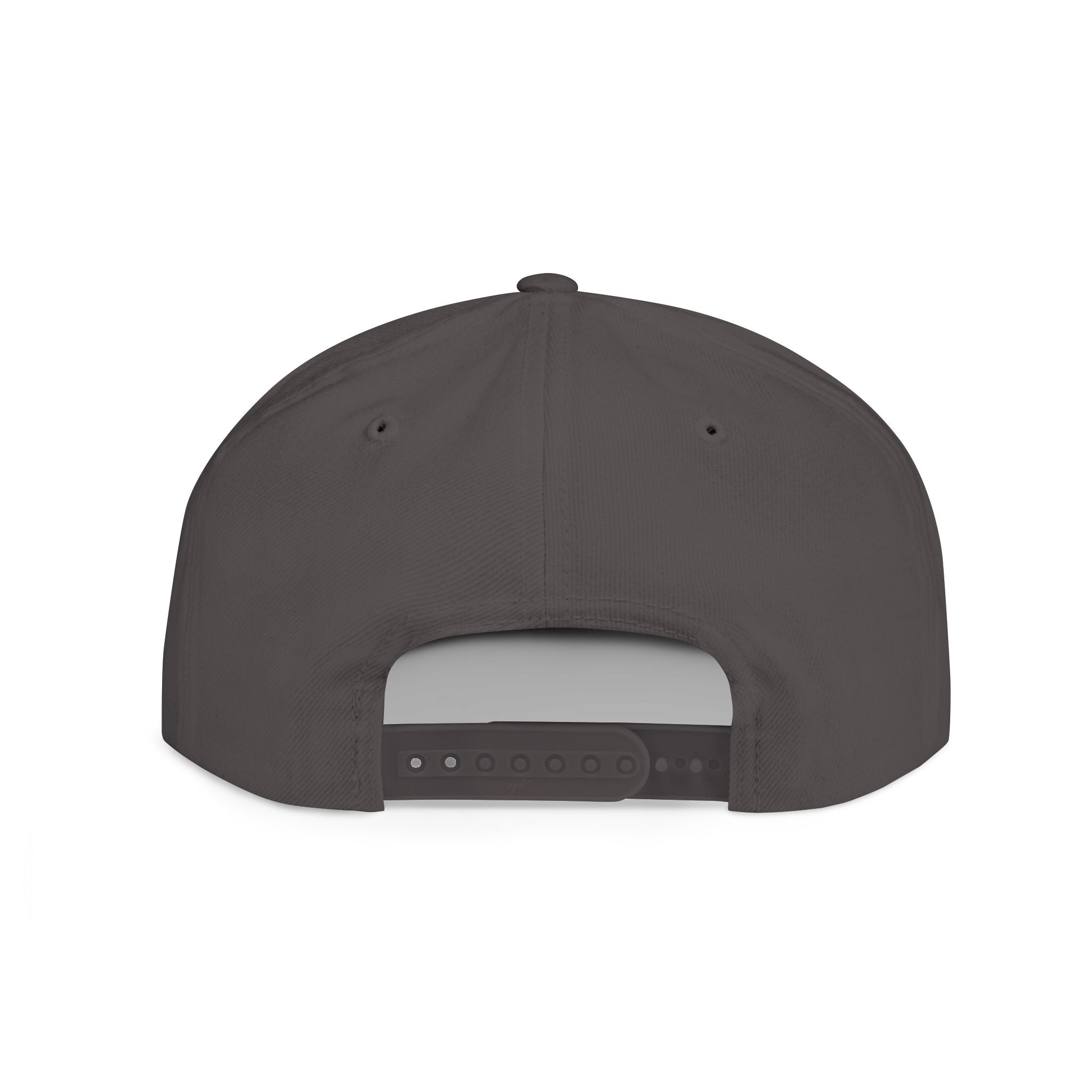 Flat Bill Snapback Hat — Minimal White Embroidered Logo Cap