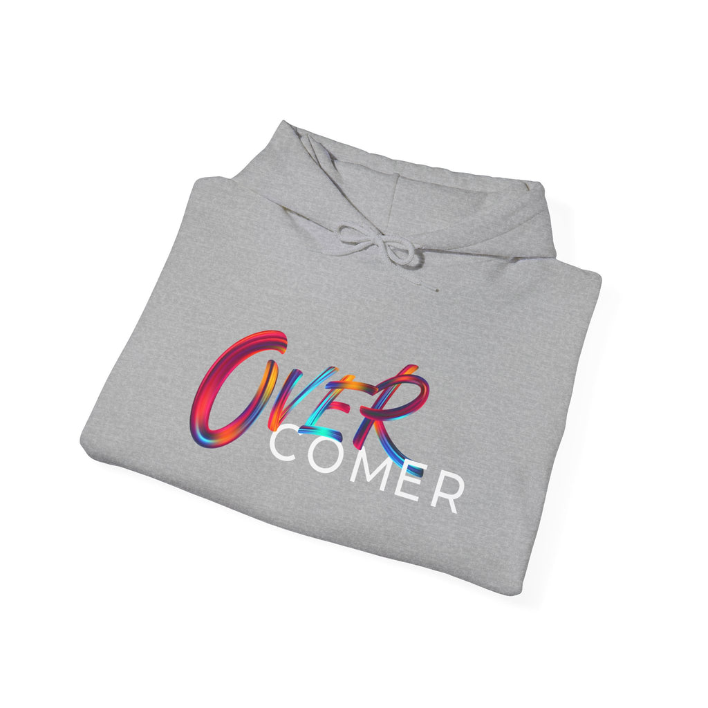 Overcomer Hoodie — Inspirational Rainbow Text Pullover