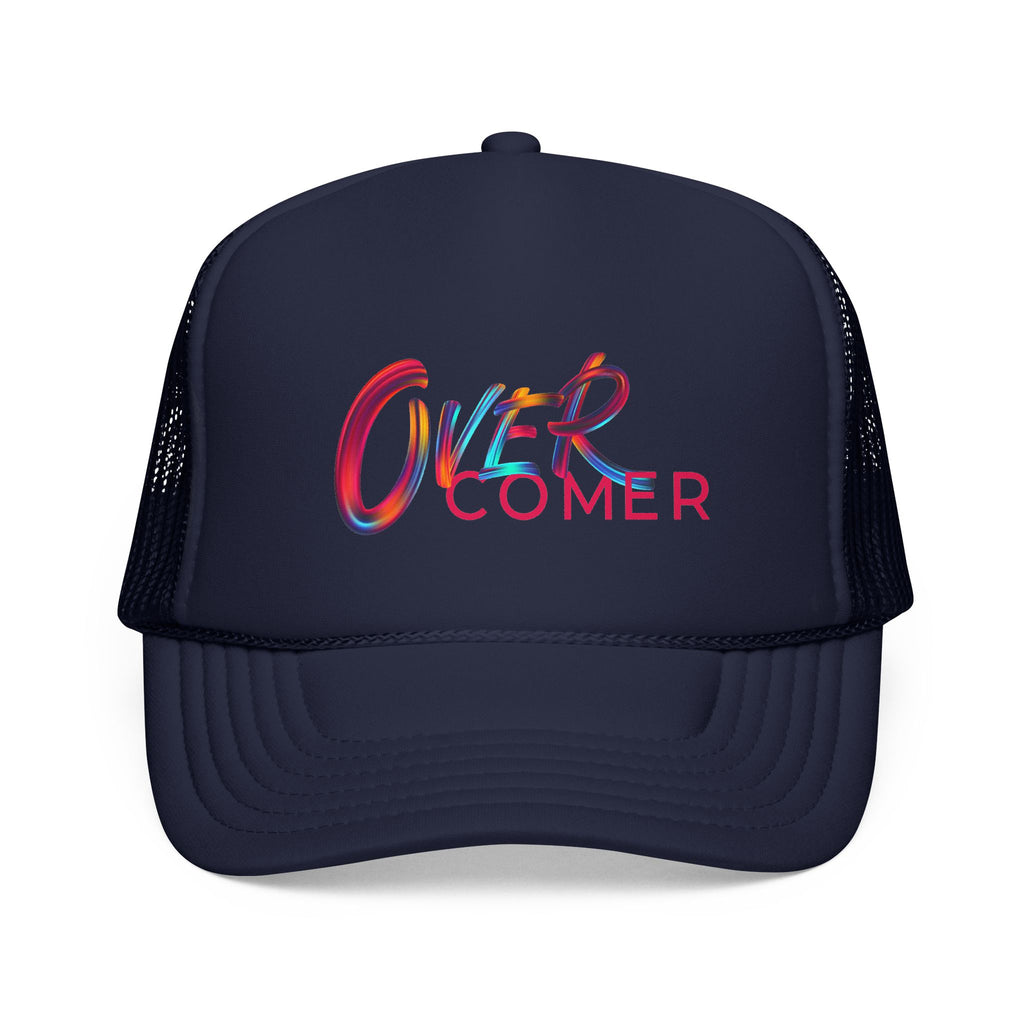 Overcomer Trucker Cap - Vibrant Brushstroke Faith Hat