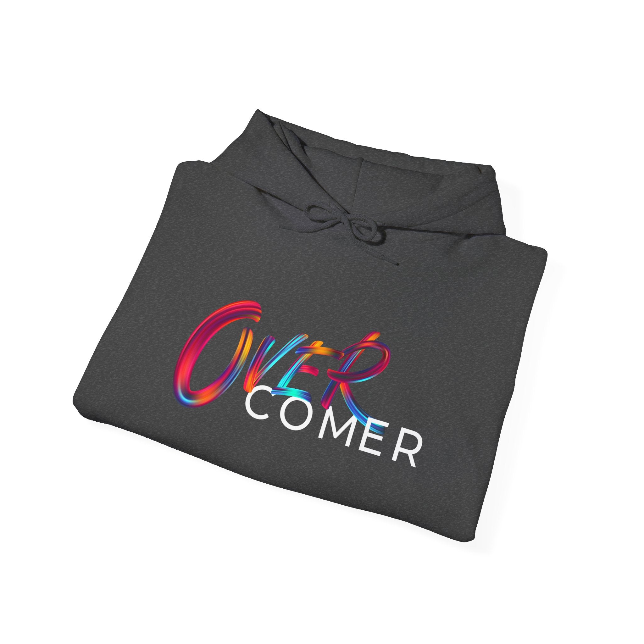 Overcomer Hoodie — Inspirational Rainbow Text Pullover